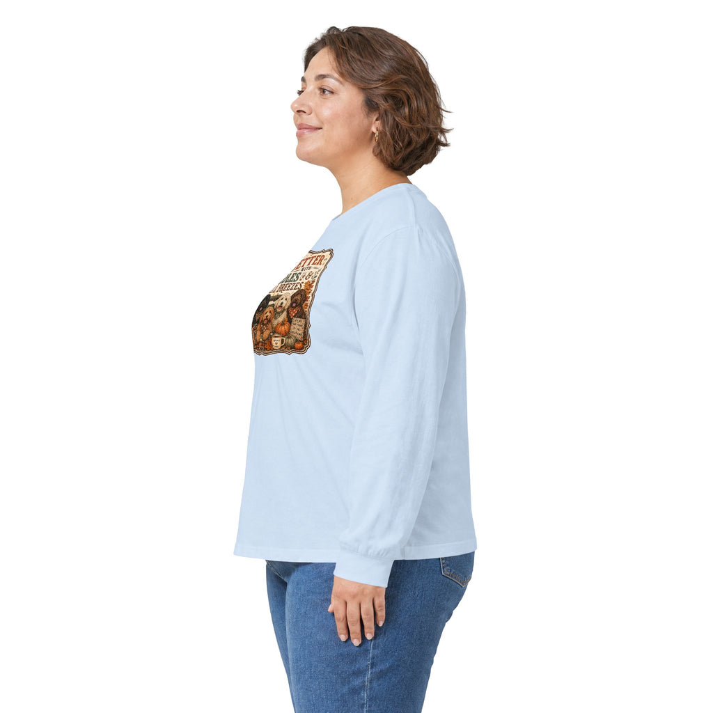 Life Is Better With Doodles & Fall Breezes | Doodle Dog Fall Shirt | Dog Mom Autumn Sweatshirt | Fall Dog Lover Gift - Unisex Ultra Cotton Long Sleeve Tee