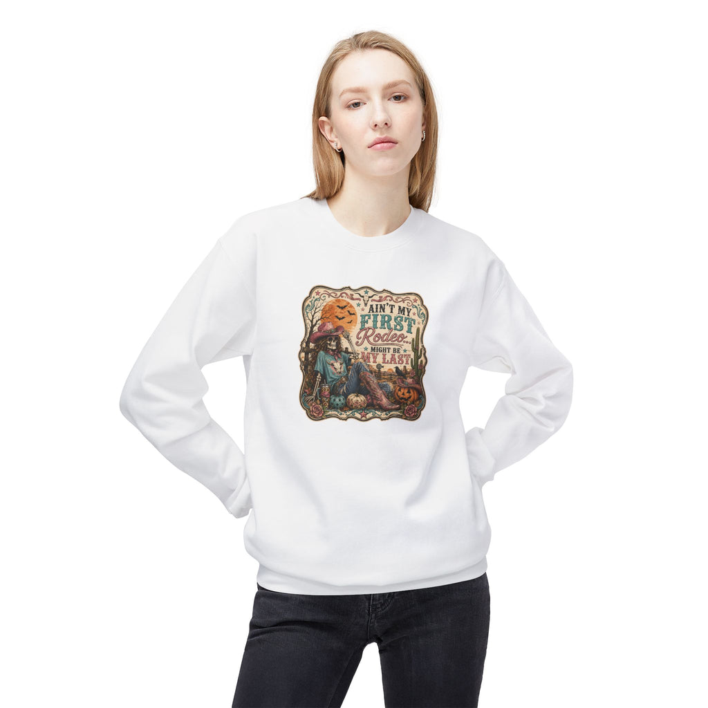 Sweatshirt — 'Ain't My First Rodeo' Vintage Pumpkin Cowboy Fall Crewneck