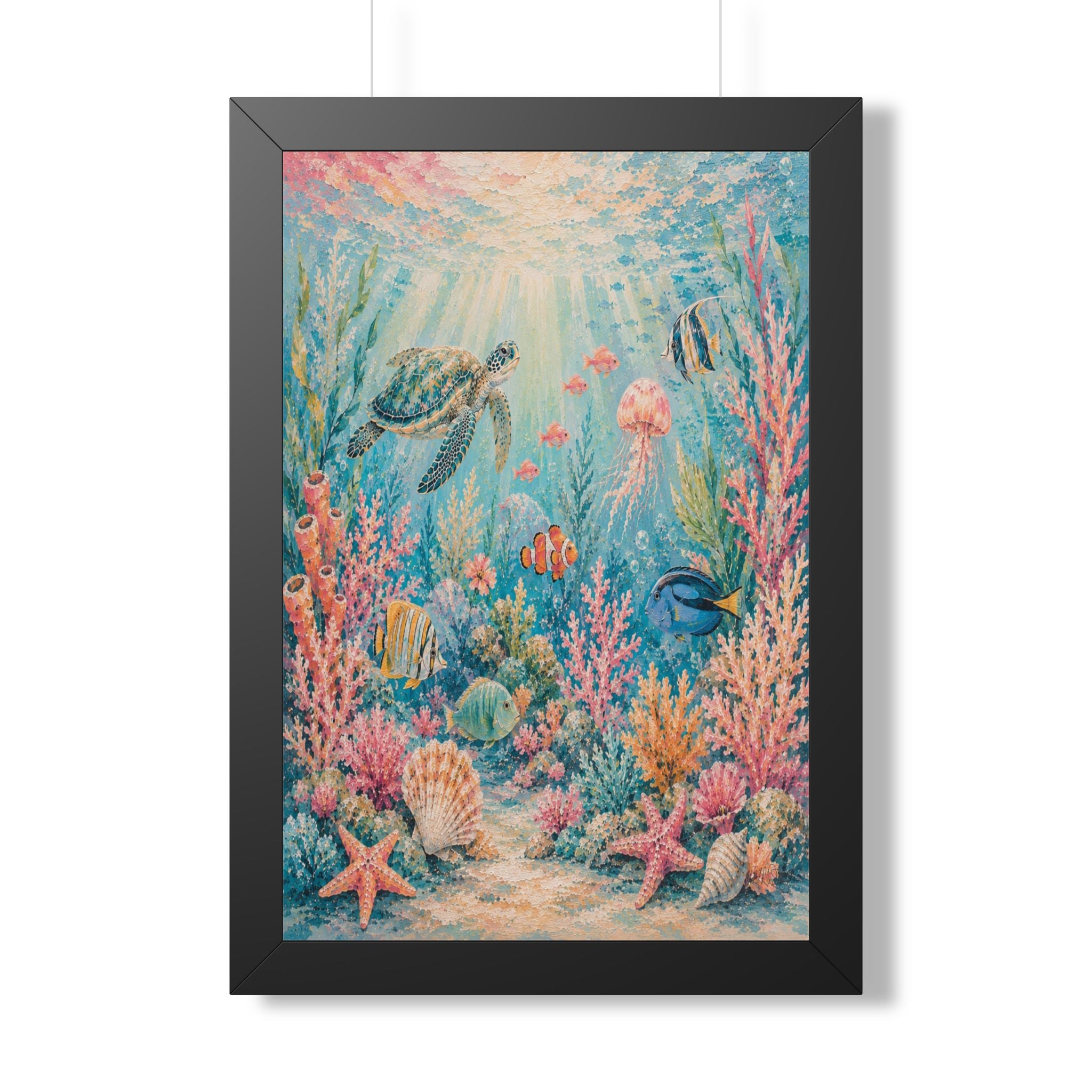 Coral Garden Explorer - Framed Vertical Poster