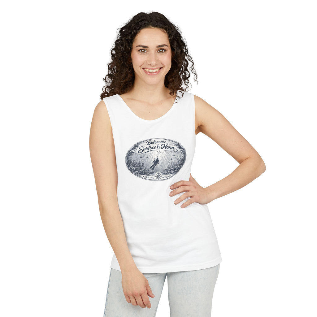 Surface Optional | Vintage Scuba Diver Graphic Shirt | Keep the Ocean Wild -  Unisex Garment-Dyed Tank Top