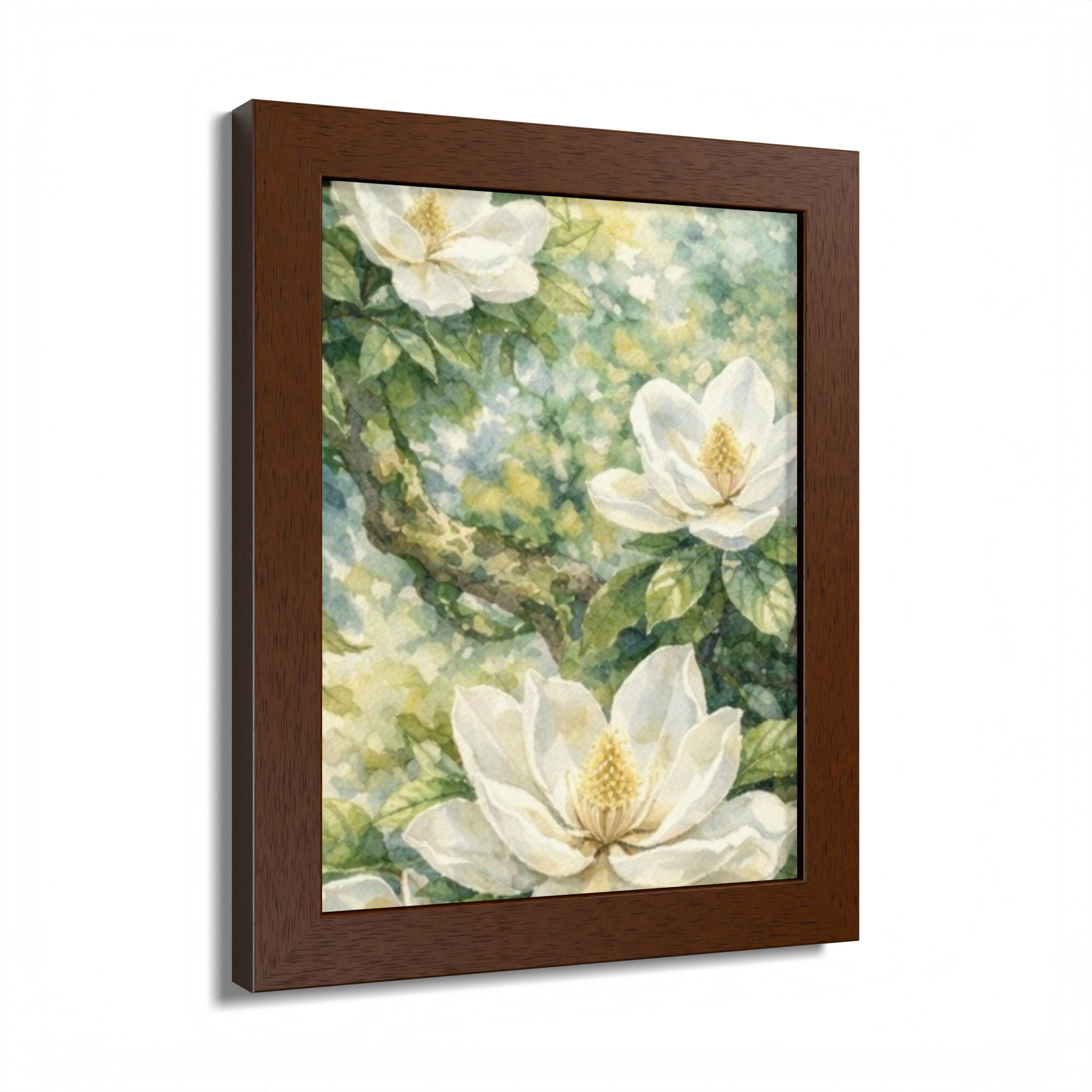 Magnolia Watercolor Framed Poster — Southern Cottage Botanical Wall Art