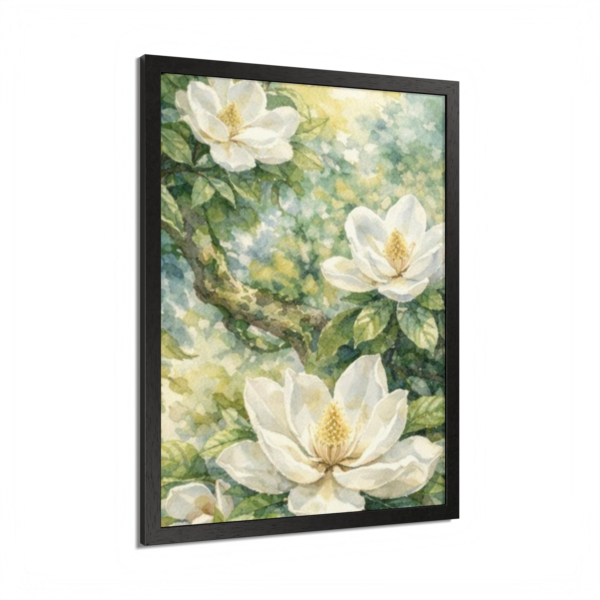 Magnolia Watercolor Framed Poster — Southern Cottage Botanical Wall Art