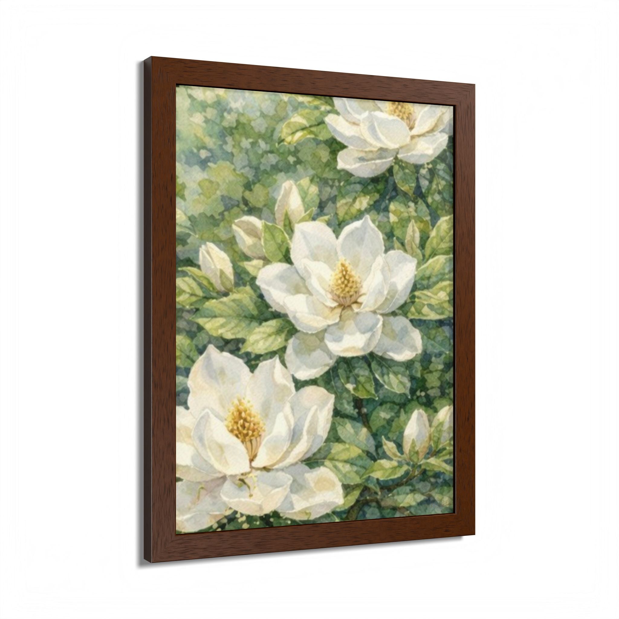 Magnolia Blossom Watercolor Framed Poster — Southern Botanical Wall Art