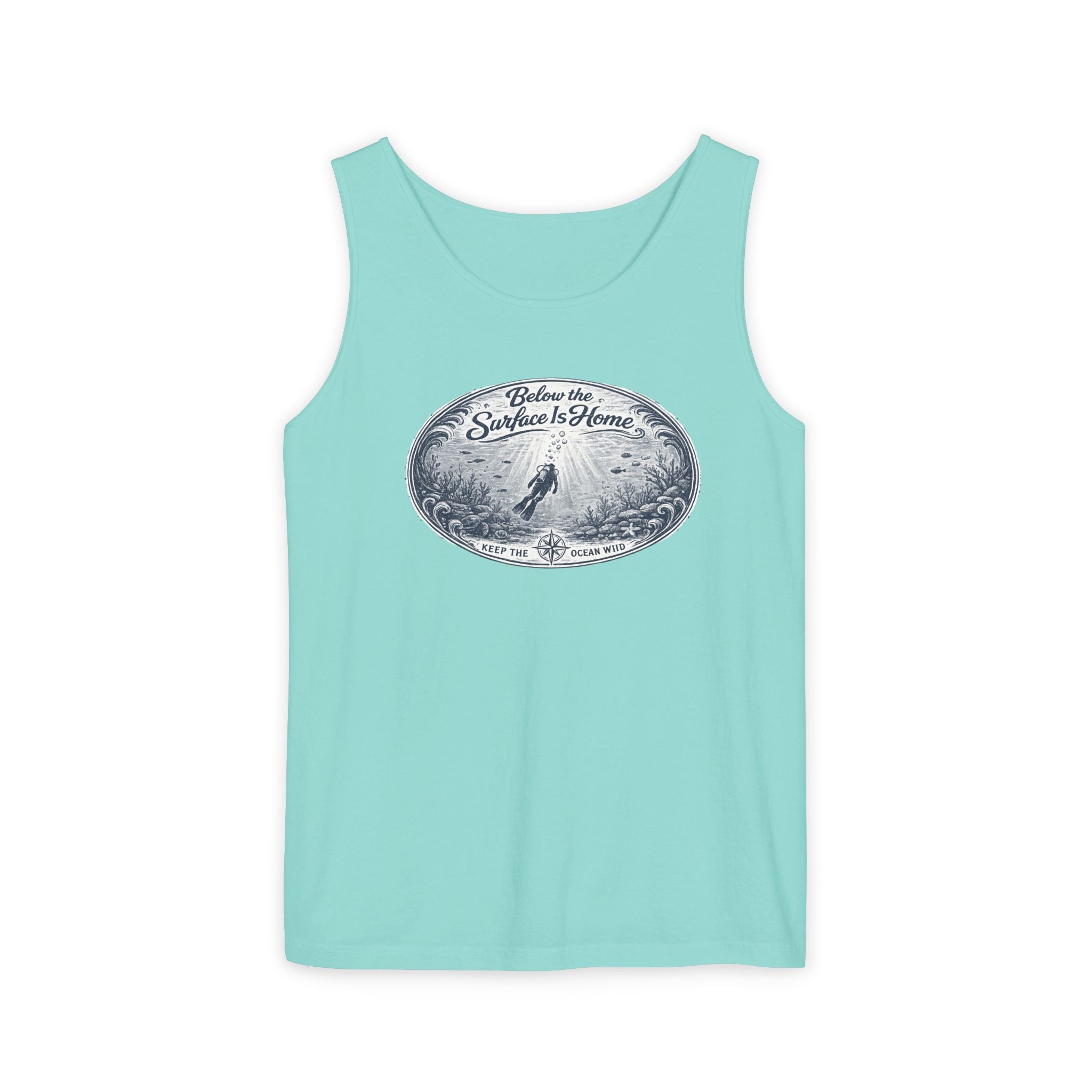Surface Optional | Vintage Scuba Diver Graphic Shirt | Keep the Ocean Wild -  Unisex Garment-Dyed Tank Top