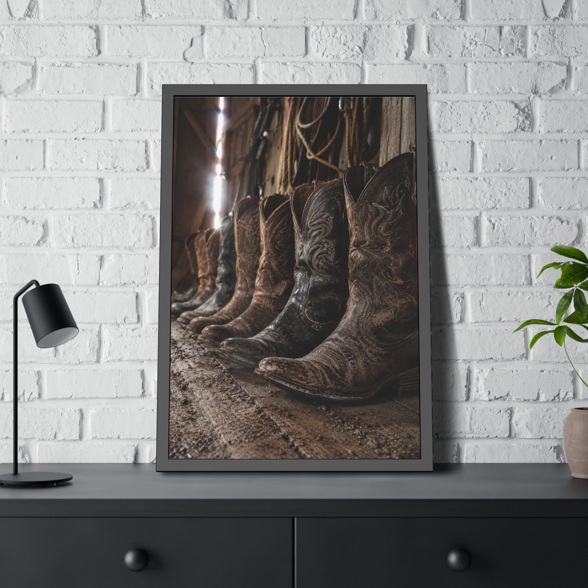 Boots of a Lifetime - Framed Poster — Rustic Cowboy Boots Wall Art (Western Rodeo Decor)