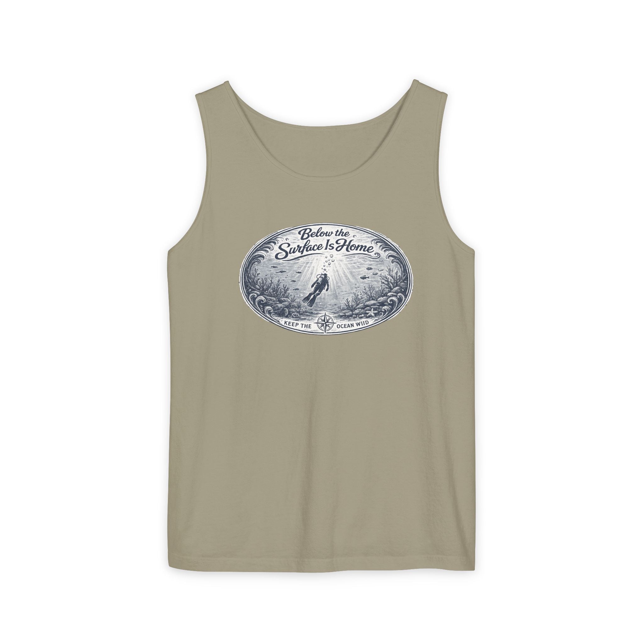 Surface Optional | Vintage Scuba Diver Graphic Shirt | Keep the Ocean Wild -  Unisex Garment-Dyed Tank Top
