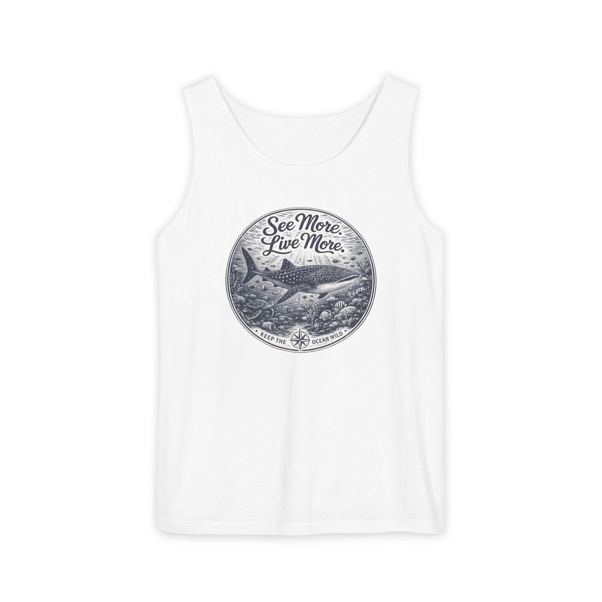 See More. Live More. | Vintage Scuba Diver Graphic Shirt | Keep the Ocean Wild -  Unisex Garment-Dyed Tank Top