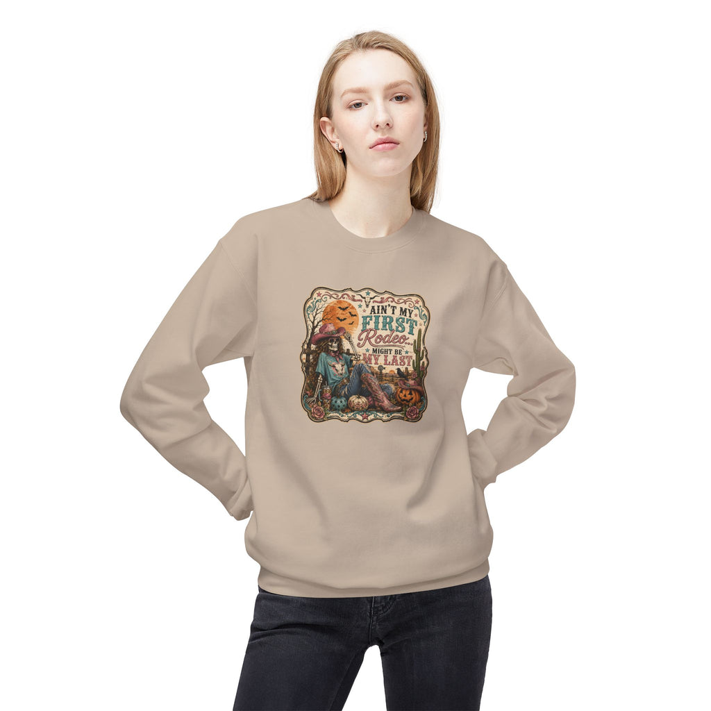 Sweatshirt — 'Ain't My First Rodeo' Vintage Pumpkin Cowboy Fall Crewneck