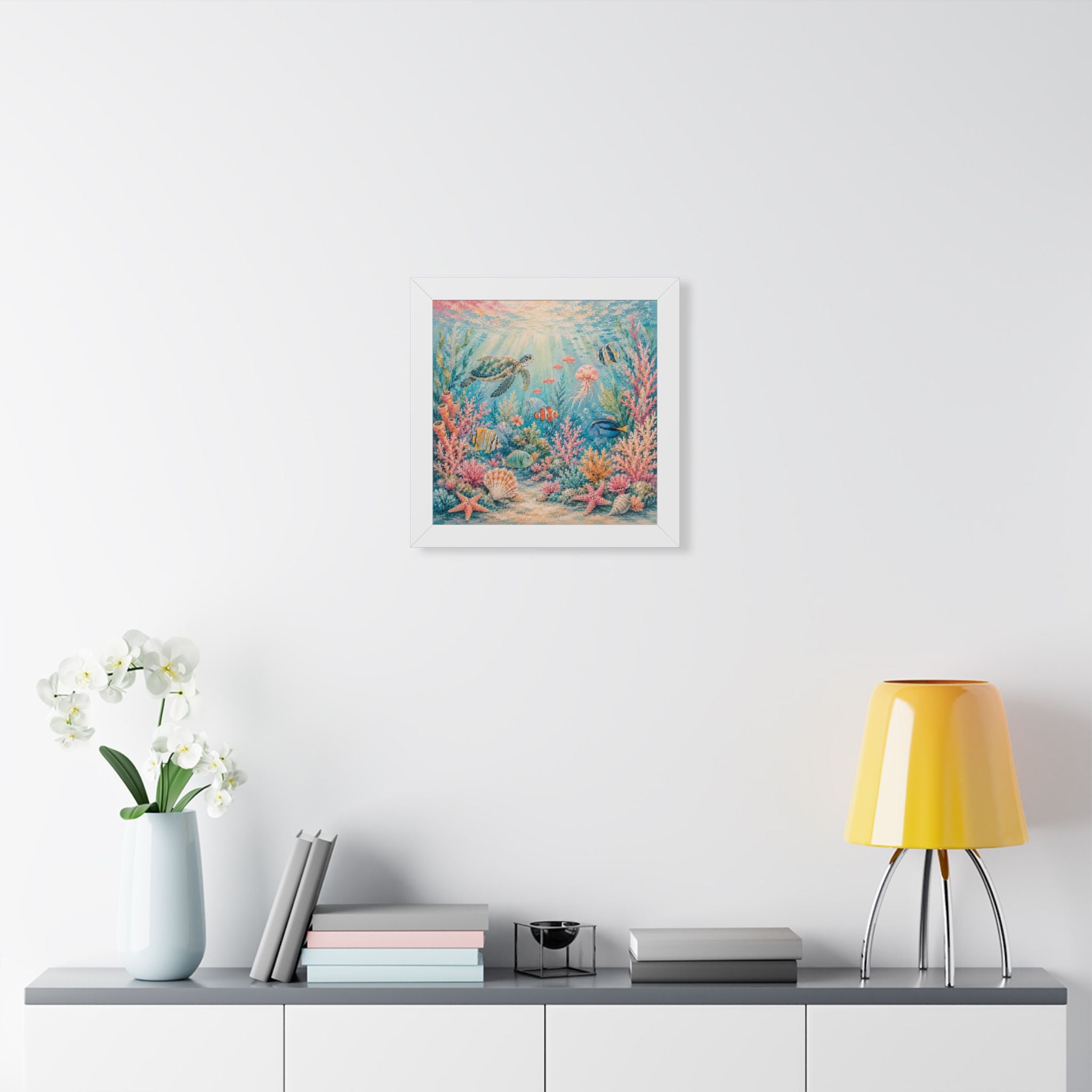 Coral Garden Explorer - Framed Vertical Poster