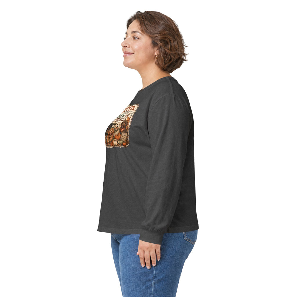Life Is Better With Doodles & Fall Breezes | Doodle Dog Fall Shirt | Dog Mom Autumn Sweatshirt | Fall Dog Lover Gift - Unisex Ultra Cotton Long Sleeve Tee