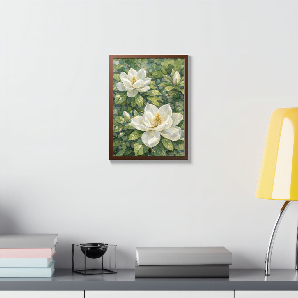 Magnolia Grace Framed Poster — Botanical Floral Wall Art