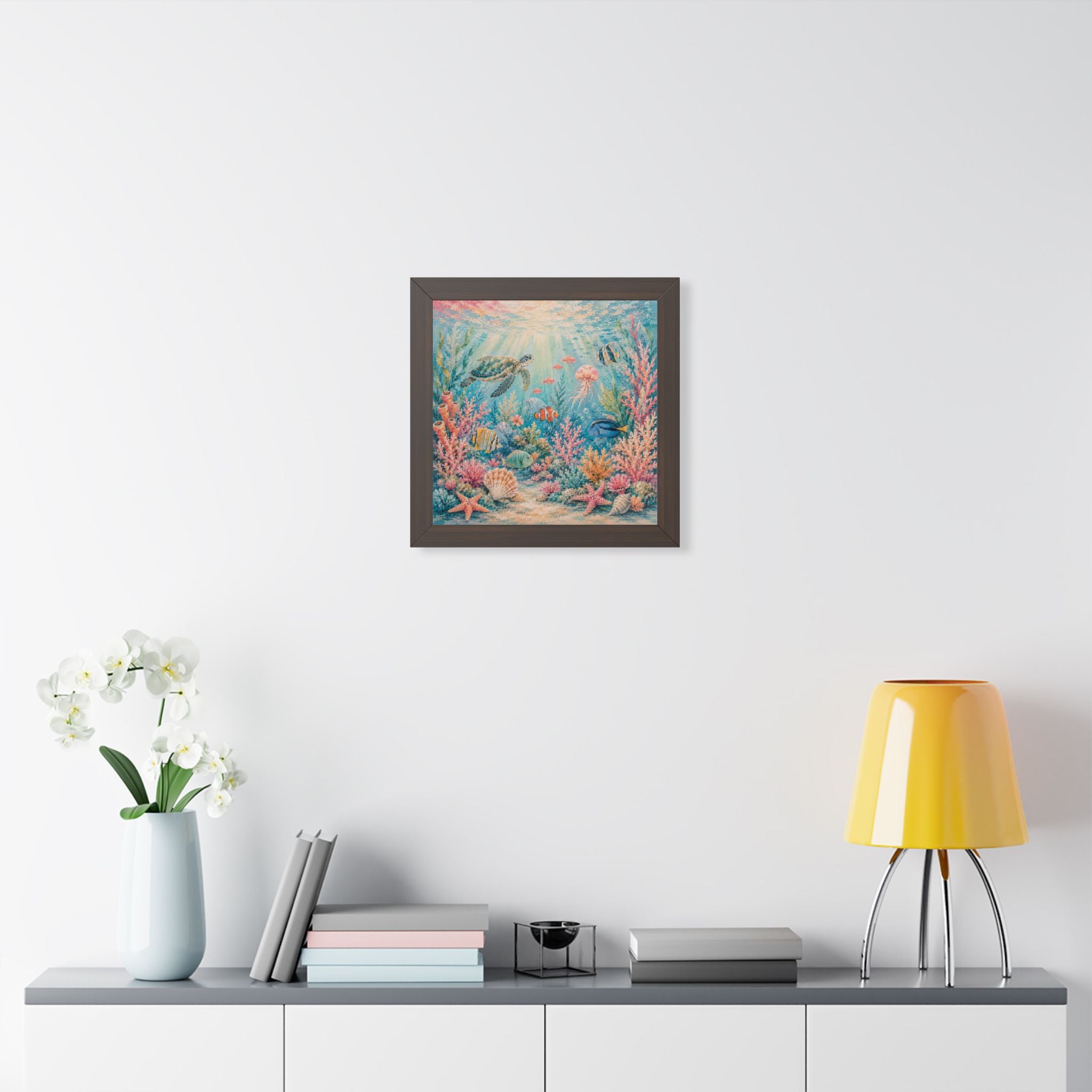 Coral Garden Explorer - Framed Vertical Poster