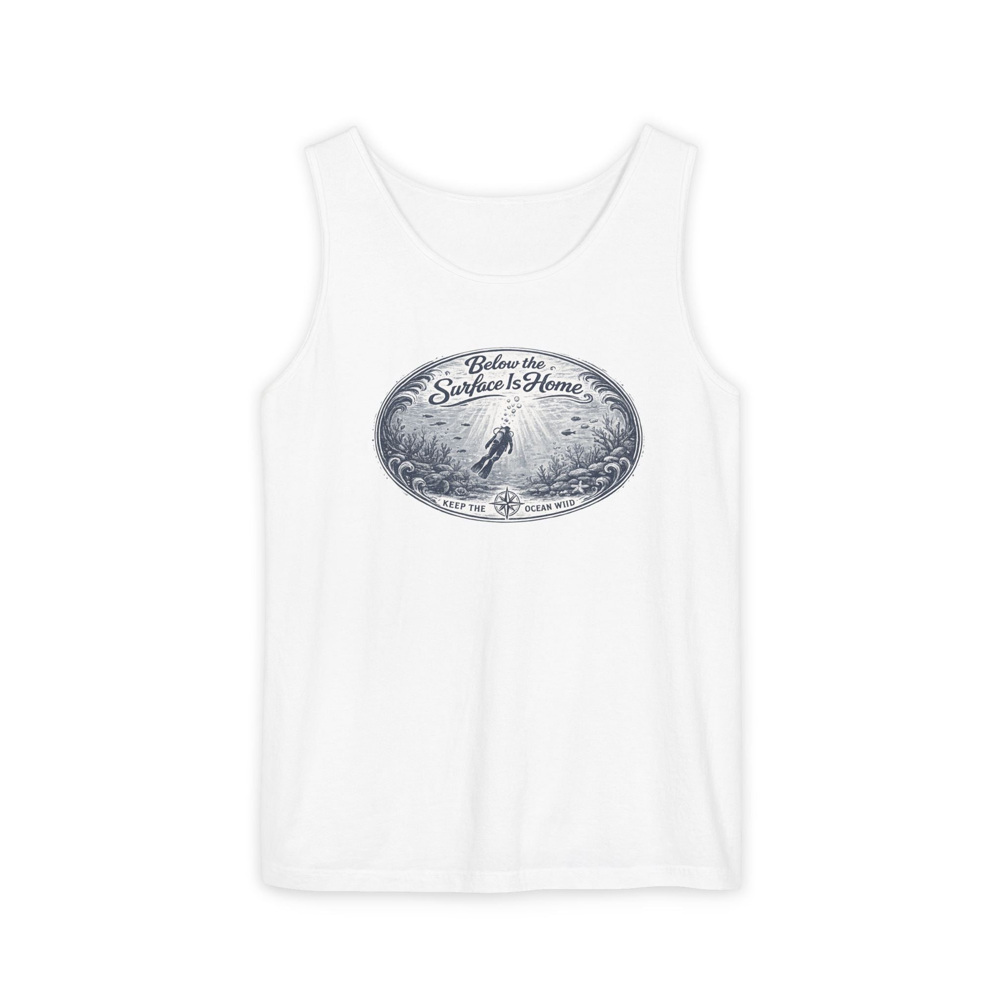 Surface Optional | Vintage Scuba Diver Graphic Shirt | Keep the Ocean Wild -  Unisex Garment-Dyed Tank Top