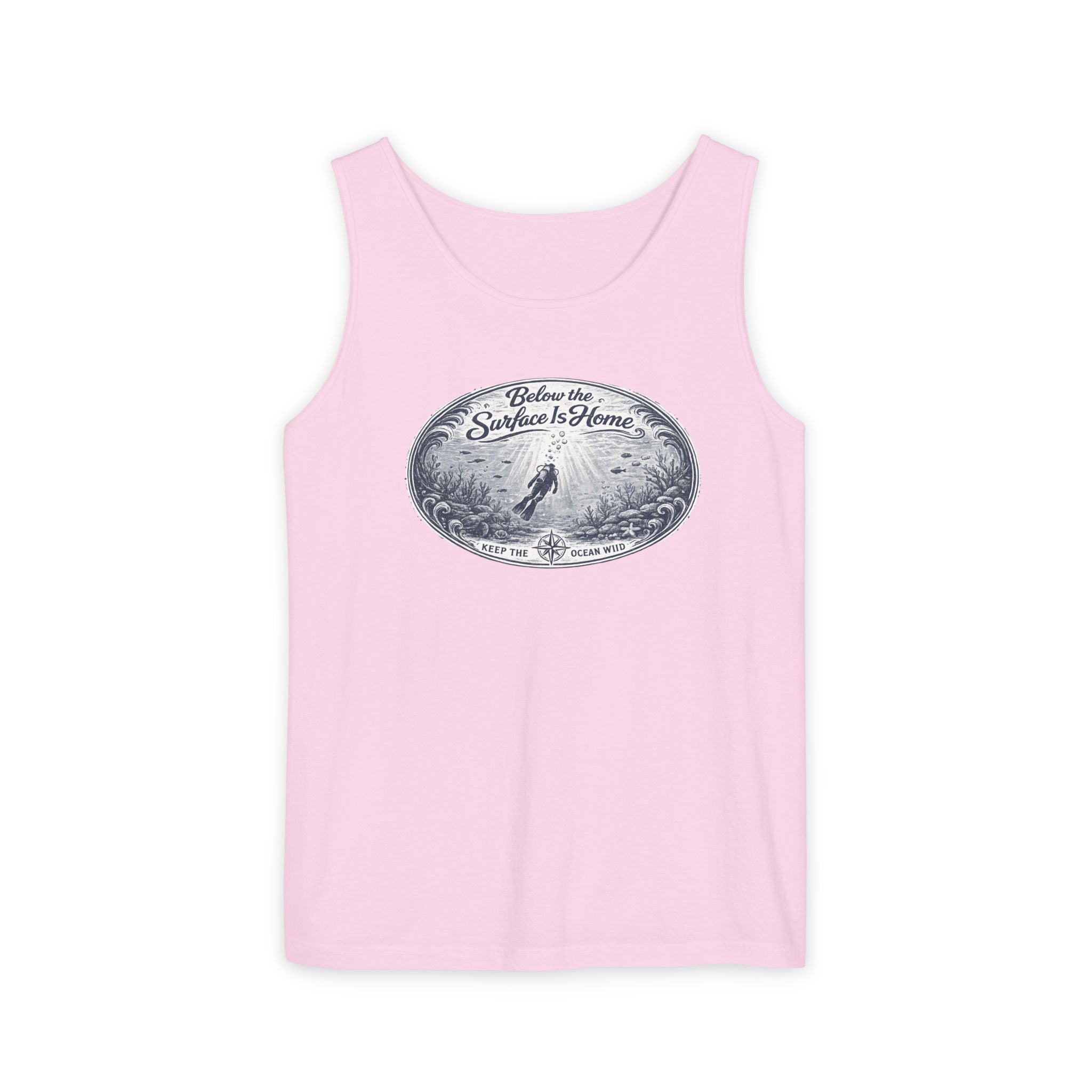 Surface Optional | Vintage Scuba Diver Graphic Shirt | Keep the Ocean Wild -  Unisex Garment-Dyed Tank Top