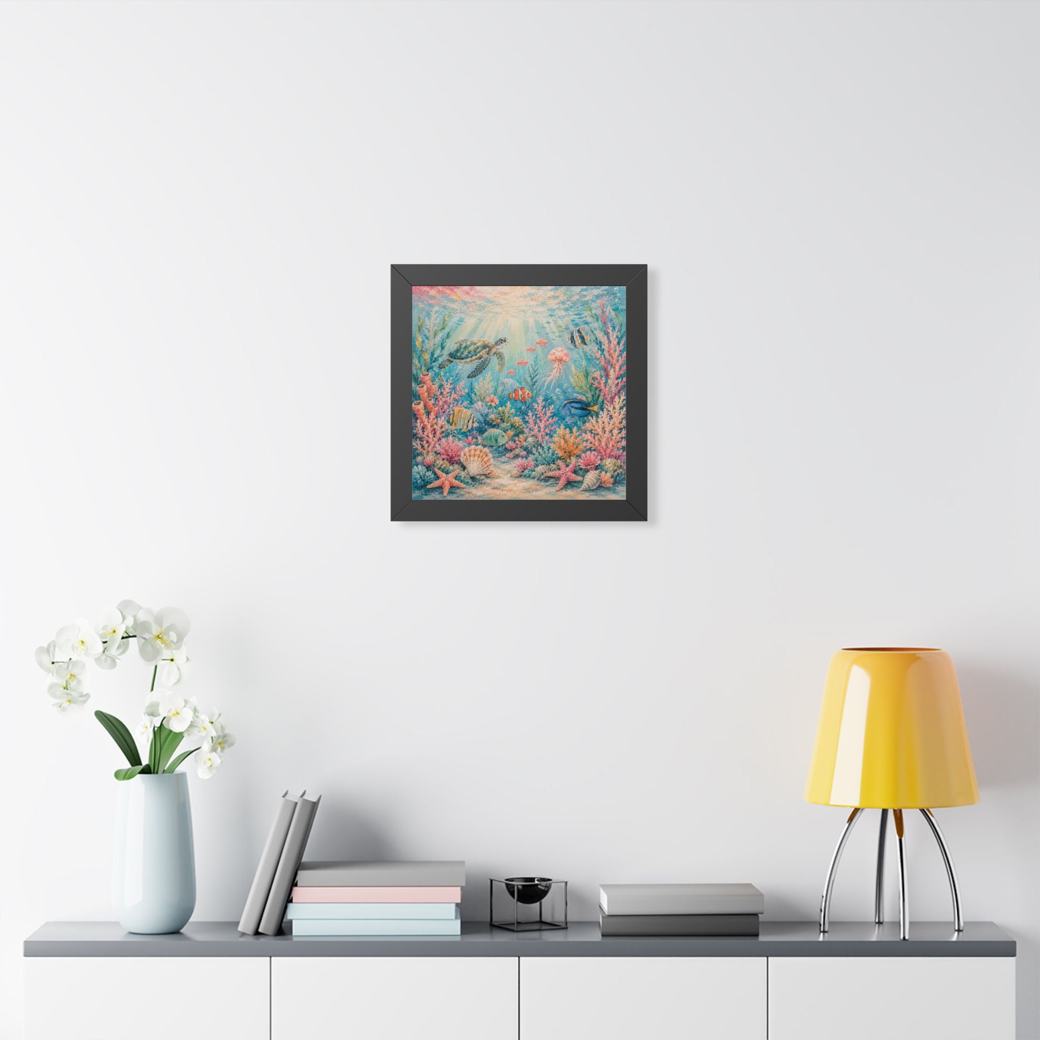 Coral Garden Explorer - Framed Vertical Poster