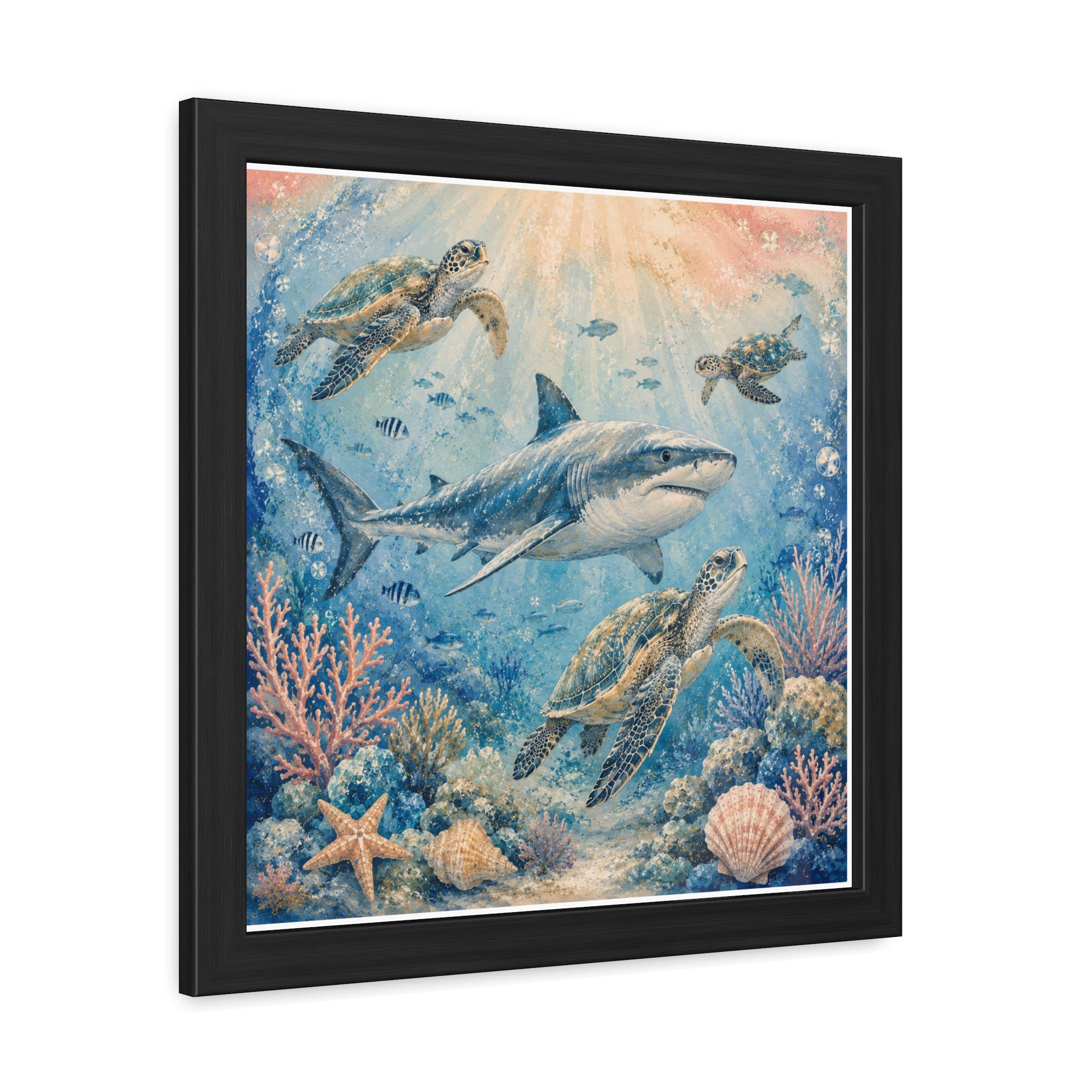 KIDS ROOM - Sea turtles and a graceful shark swim through a peaceful underwater world.