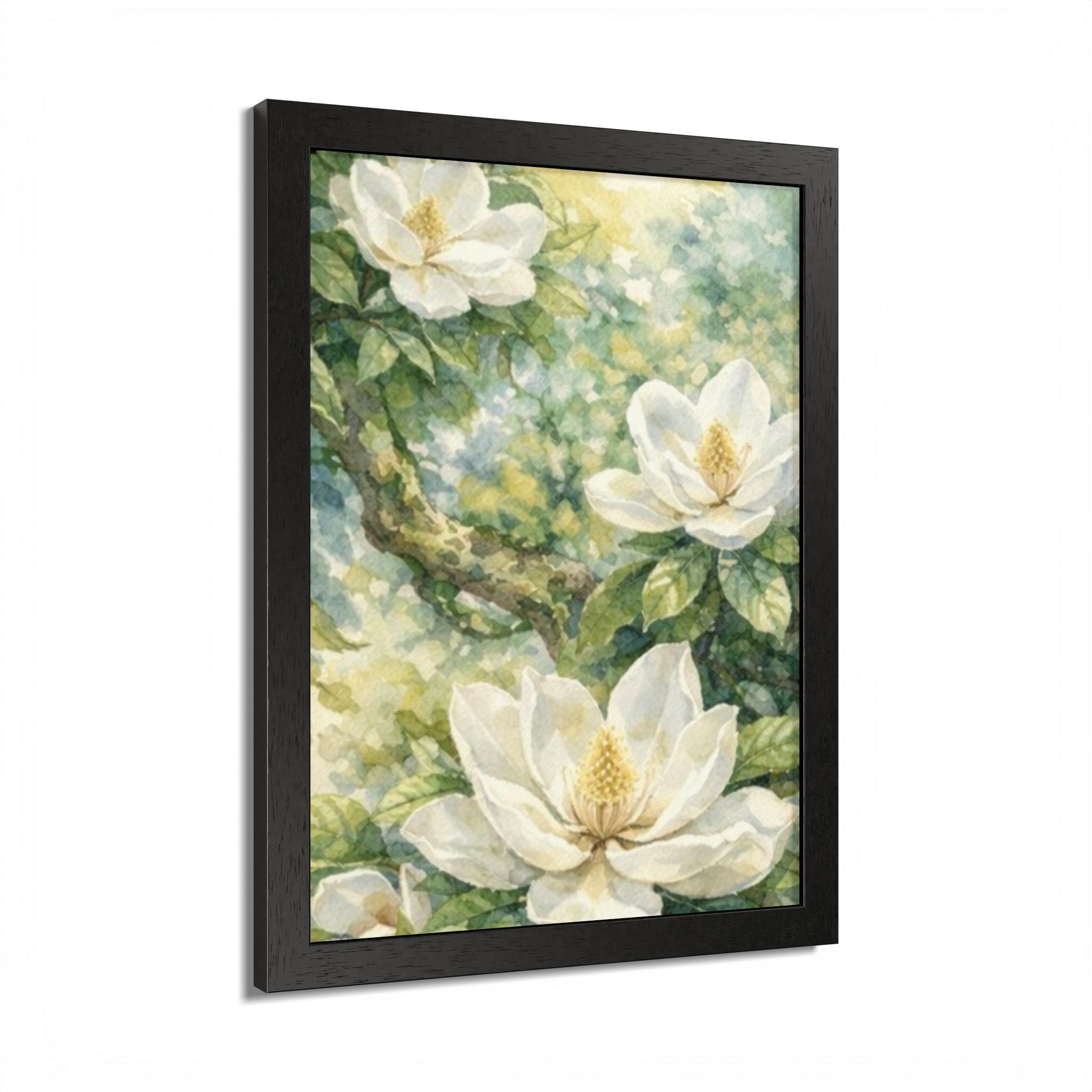 Magnolia Watercolor Framed Poster — Southern Cottage Botanical Wall Art