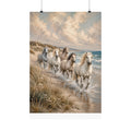 Run With The Tide -  Matte Poster — Horse Beach Wall Art (Cream Sand Blue)