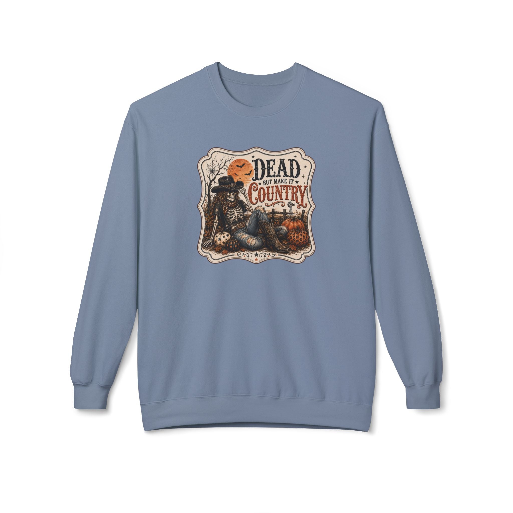 Dead But Make It Country - Unisex Midweight Softstyle Fleece Crewneck Sweatshirt