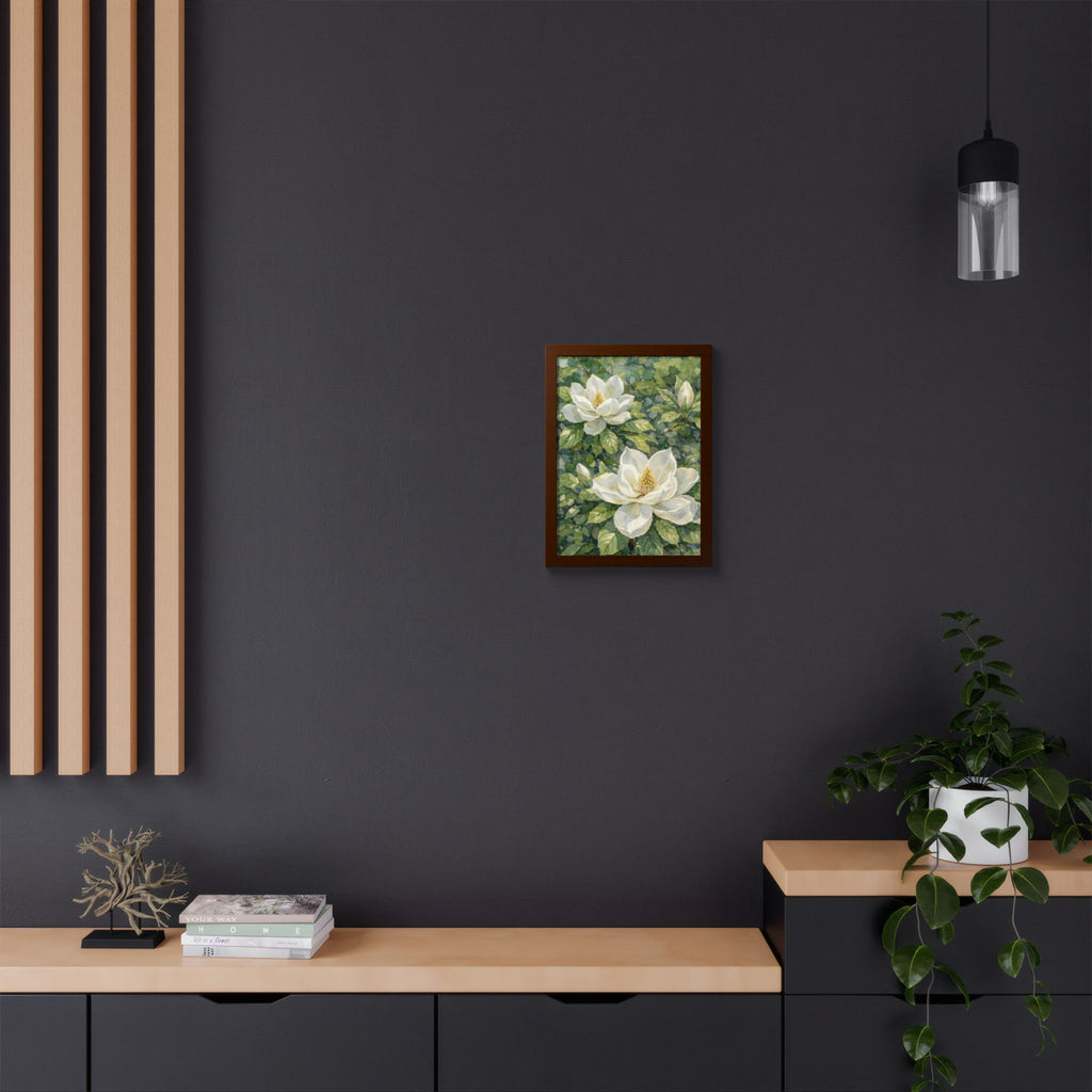 Magnolia Grace Framed Poster — Botanical Floral Wall Art