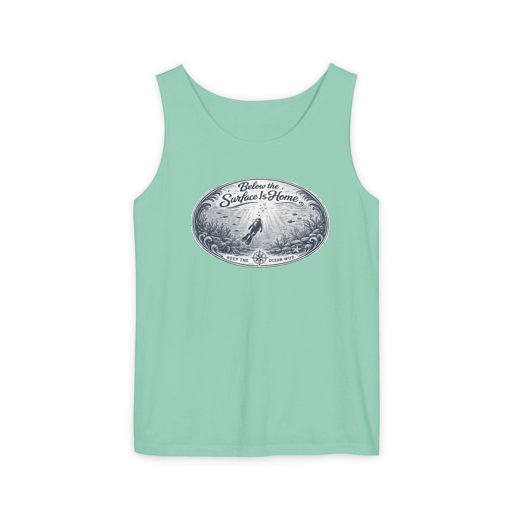 Surface Optional | Vintage Scuba Diver Graphic Shirt | Keep the Ocean Wild -  Unisex Garment-Dyed Tank Top