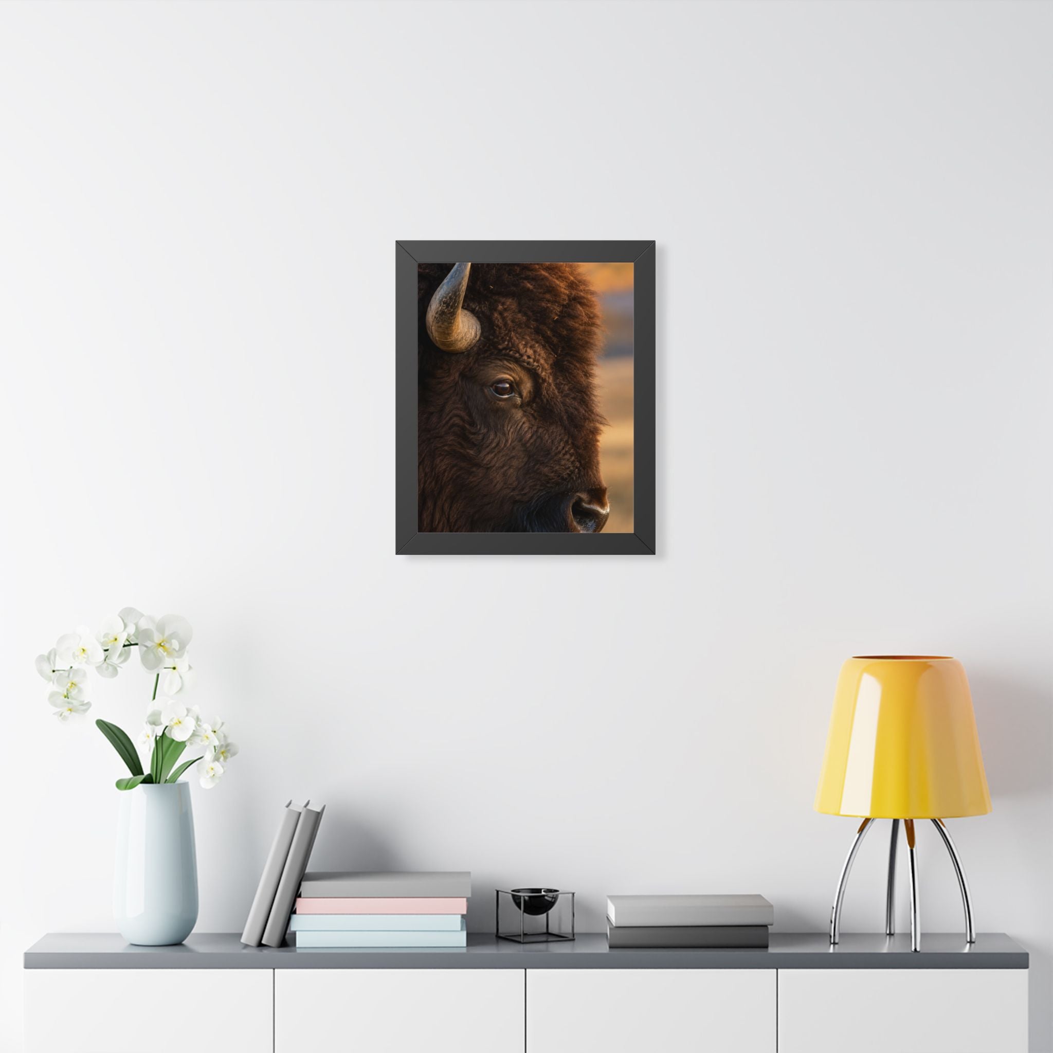 Office or Entryway - A dramatic close-up of an American bison reveals the strength, wisdom, and enduring spirit found within its watchful gaze.