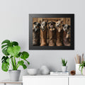 Black Frame in Office - Adorable puppies peeking from weathered cowboy boots create a heartwarming blend of Western charm, playful personalities, and rustic farmhouse style.