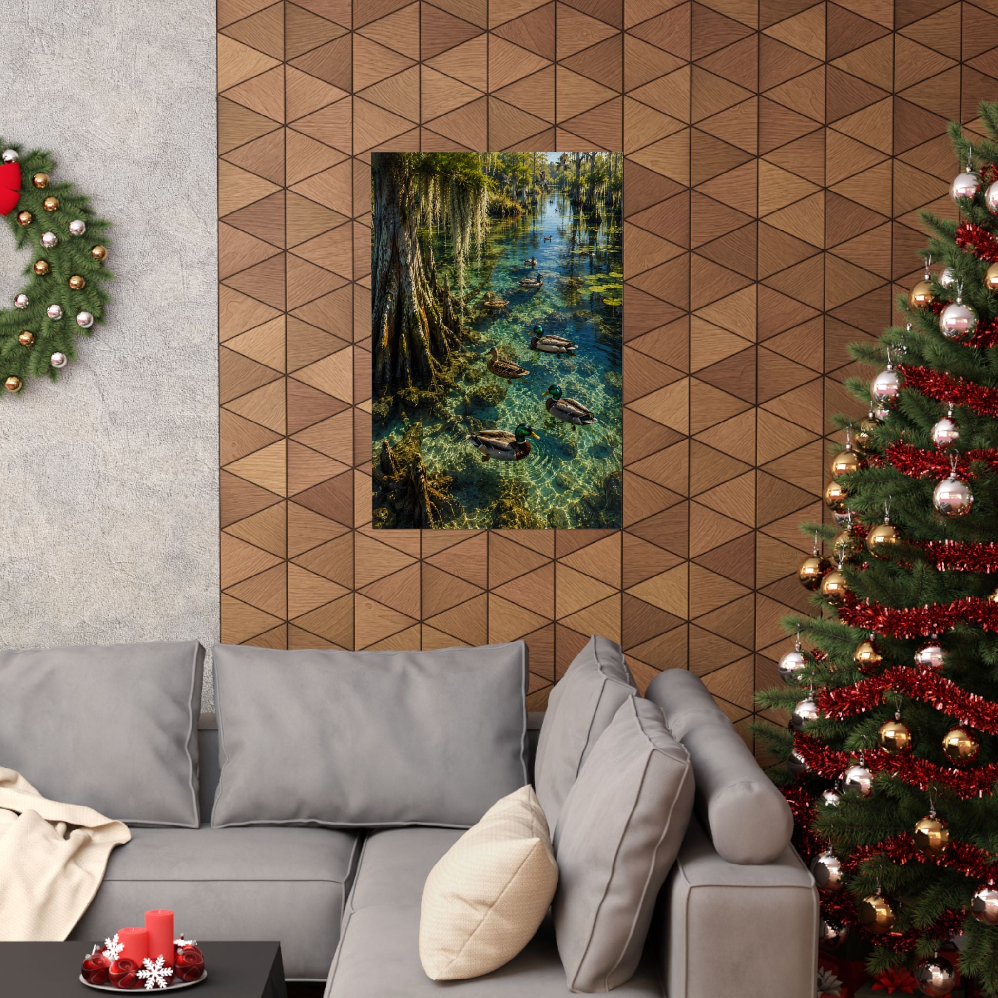 Where the Water Runs Clear matte poster displayed in living room