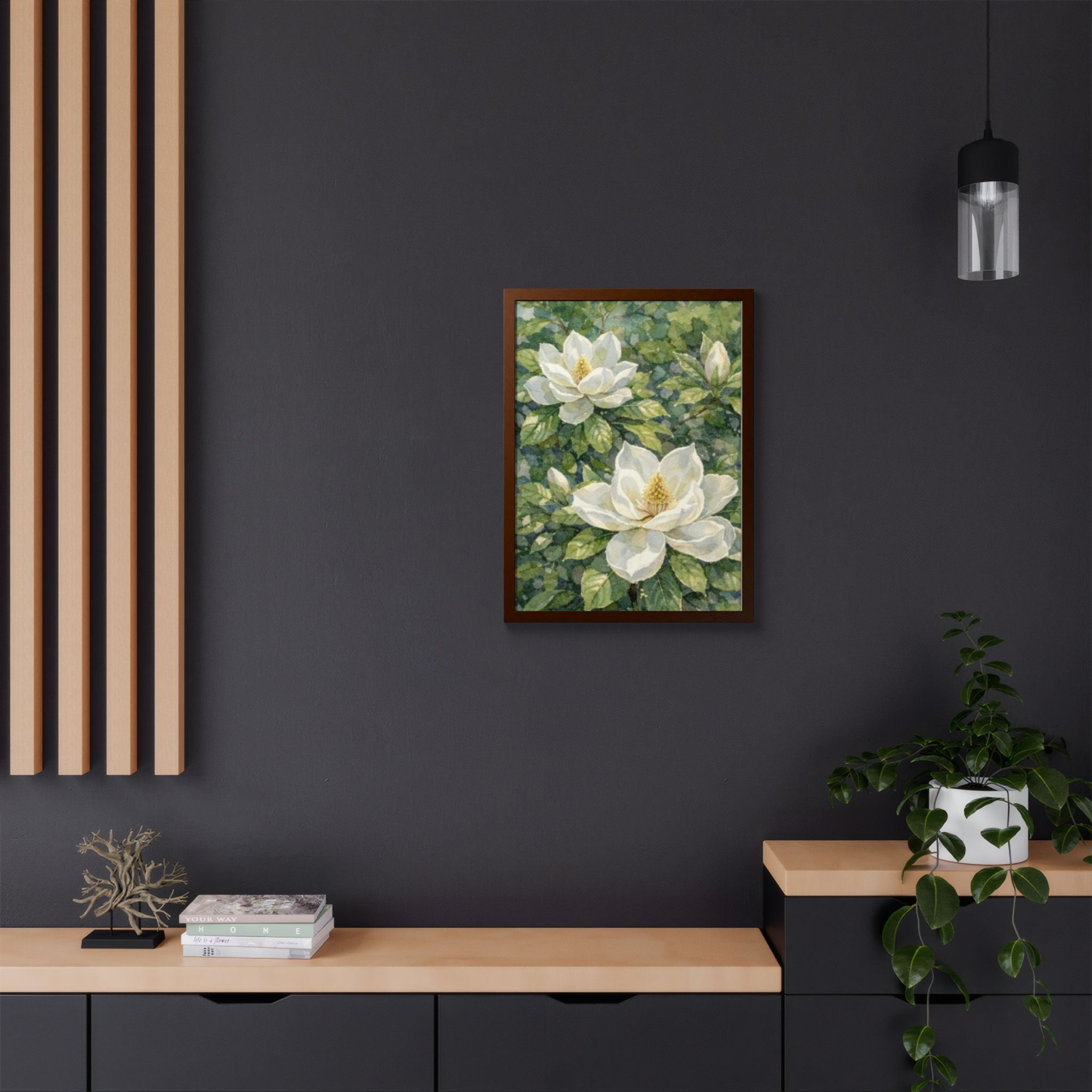 Magnolia Grace Framed Poster — Botanical Floral Wall Art