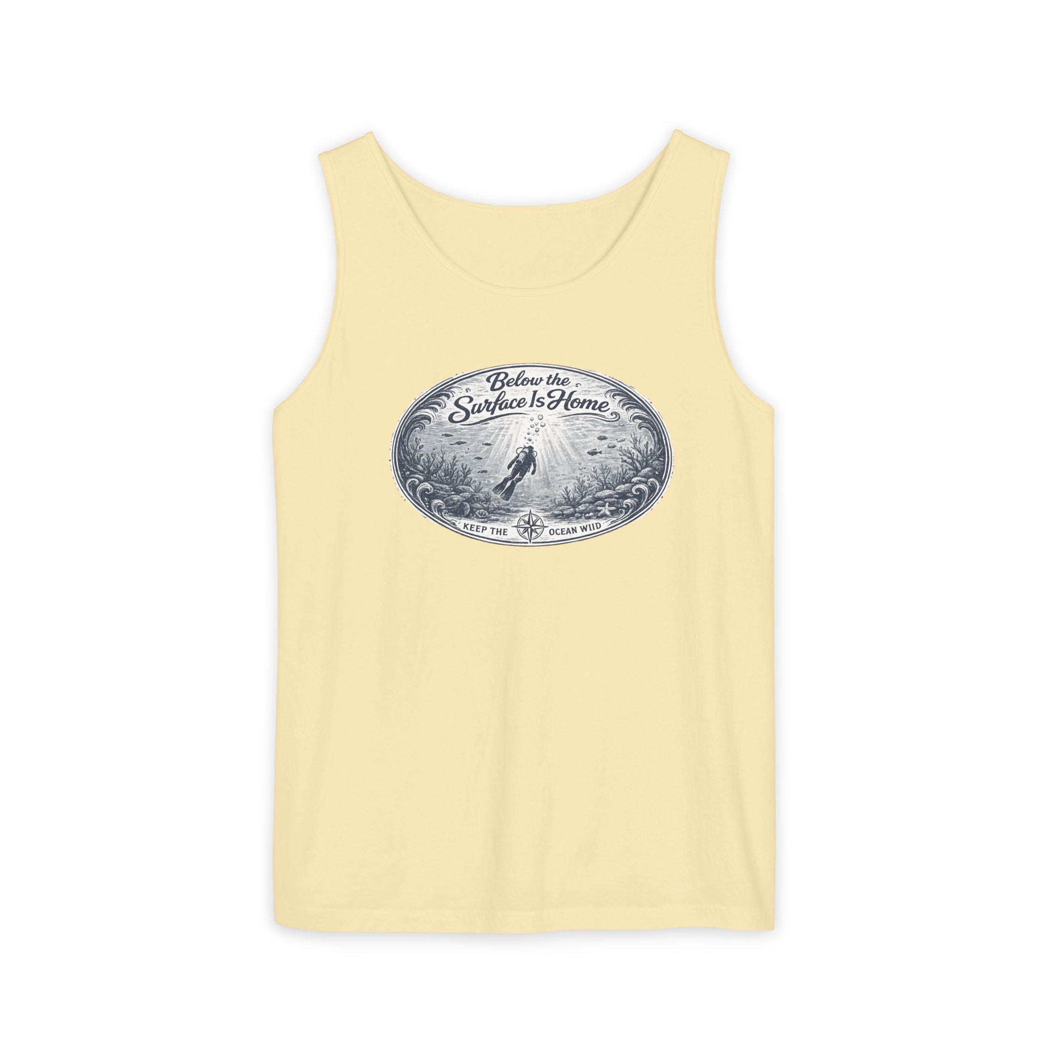 Surface Optional | Vintage Scuba Diver Graphic Shirt | Keep the Ocean Wild -  Unisex Garment-Dyed Tank Top