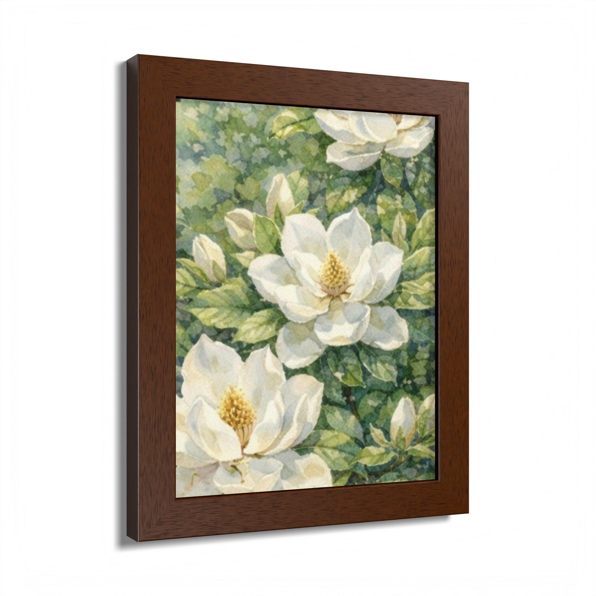 Magnolia Blossom Watercolor Framed Poster — Southern Botanical Wall Art