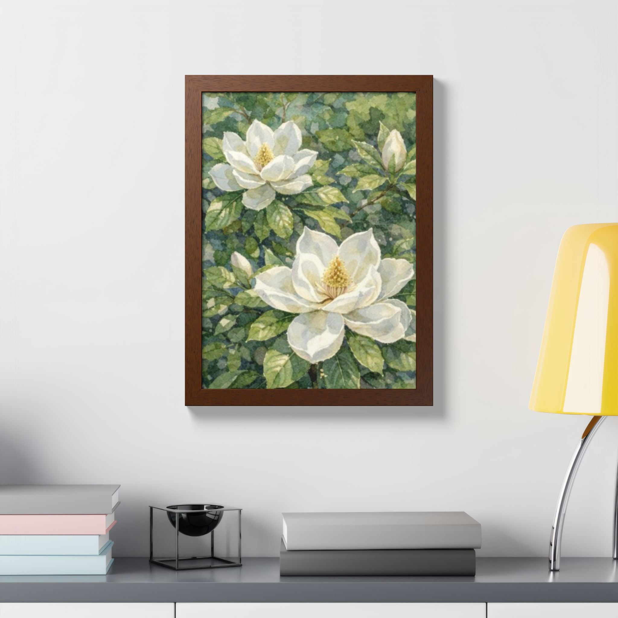 Magnolia Grace Framed Poster — Botanical Floral Wall Art