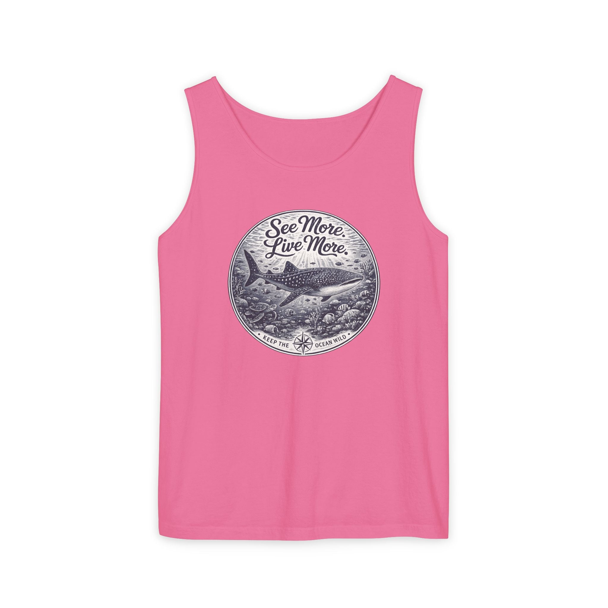 See More. Live More. | Vintage Scuba Diver Graphic Shirt | Keep the Ocean Wild -  Unisex Garment-Dyed Tank Top