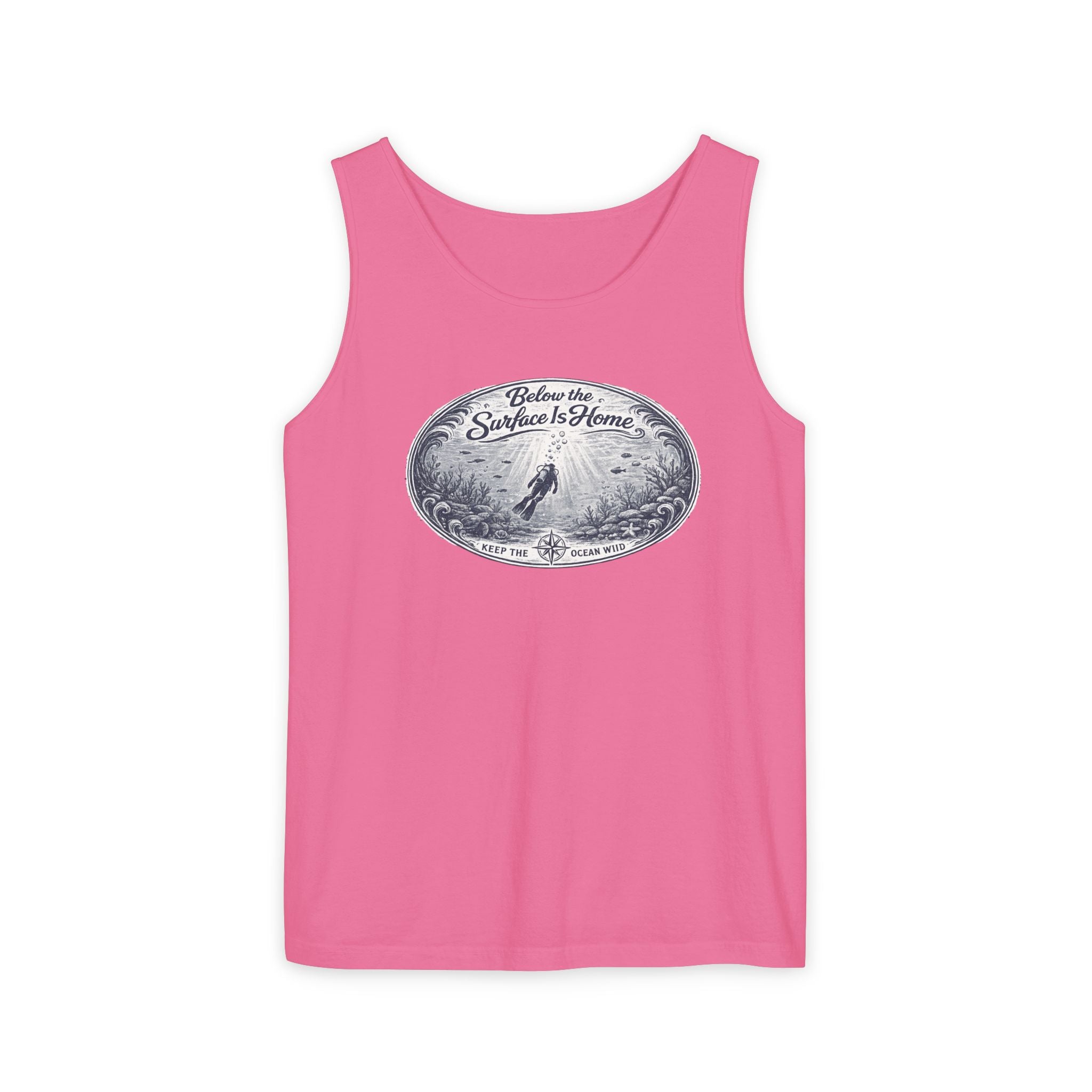 Surface Optional | Vintage Scuba Diver Graphic Shirt | Keep the Ocean Wild -  Unisex Garment-Dyed Tank Top