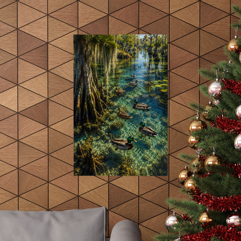 Where the Water Runs Clear matte poster displayed in living room
