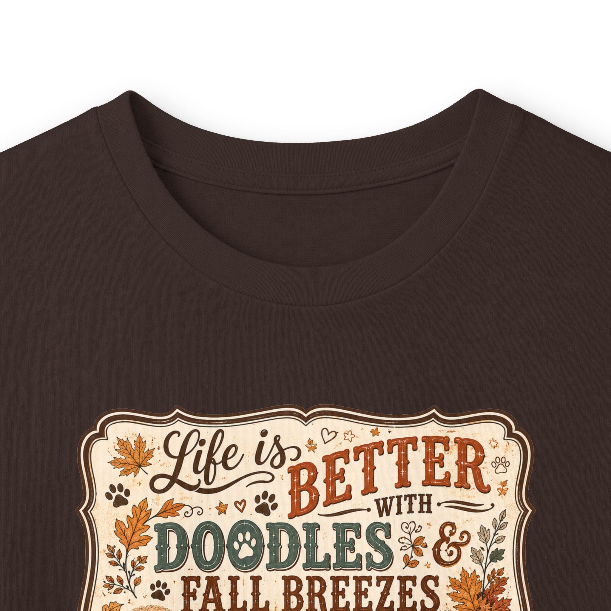 Life Is Better With Doodles & Fall Breezes | Doodle Dog Fall Shirt | Dog Mom Autumn Sweatshirt | Fall Dog Lover Gift - Unisex Ultra Cotton Long Sleeve Tee