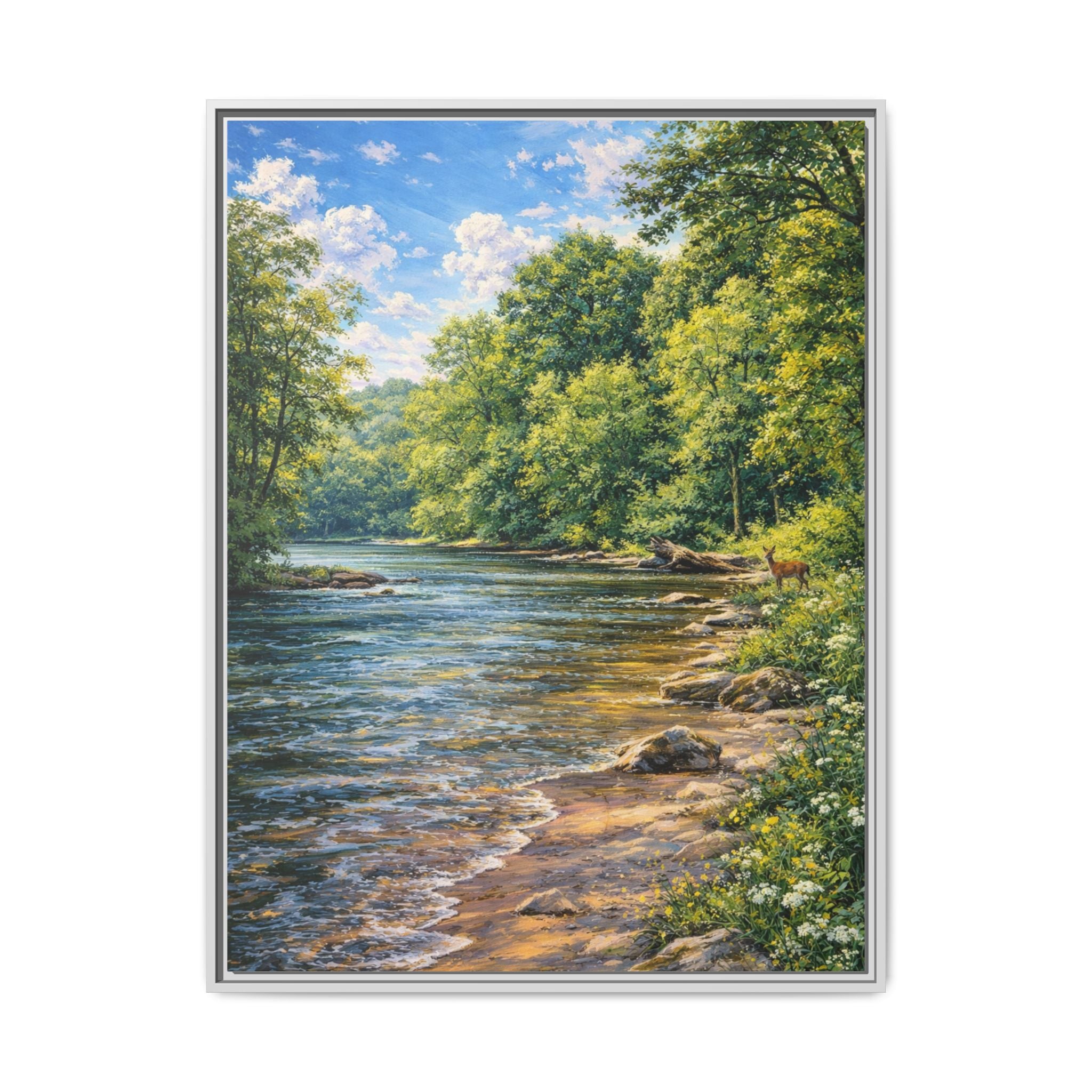 Summer Along the Chattahoochee framed matte canvas wall art — [size] in [color] frame, Chattahoochee River painting by Southern Oaks Images & Designs
