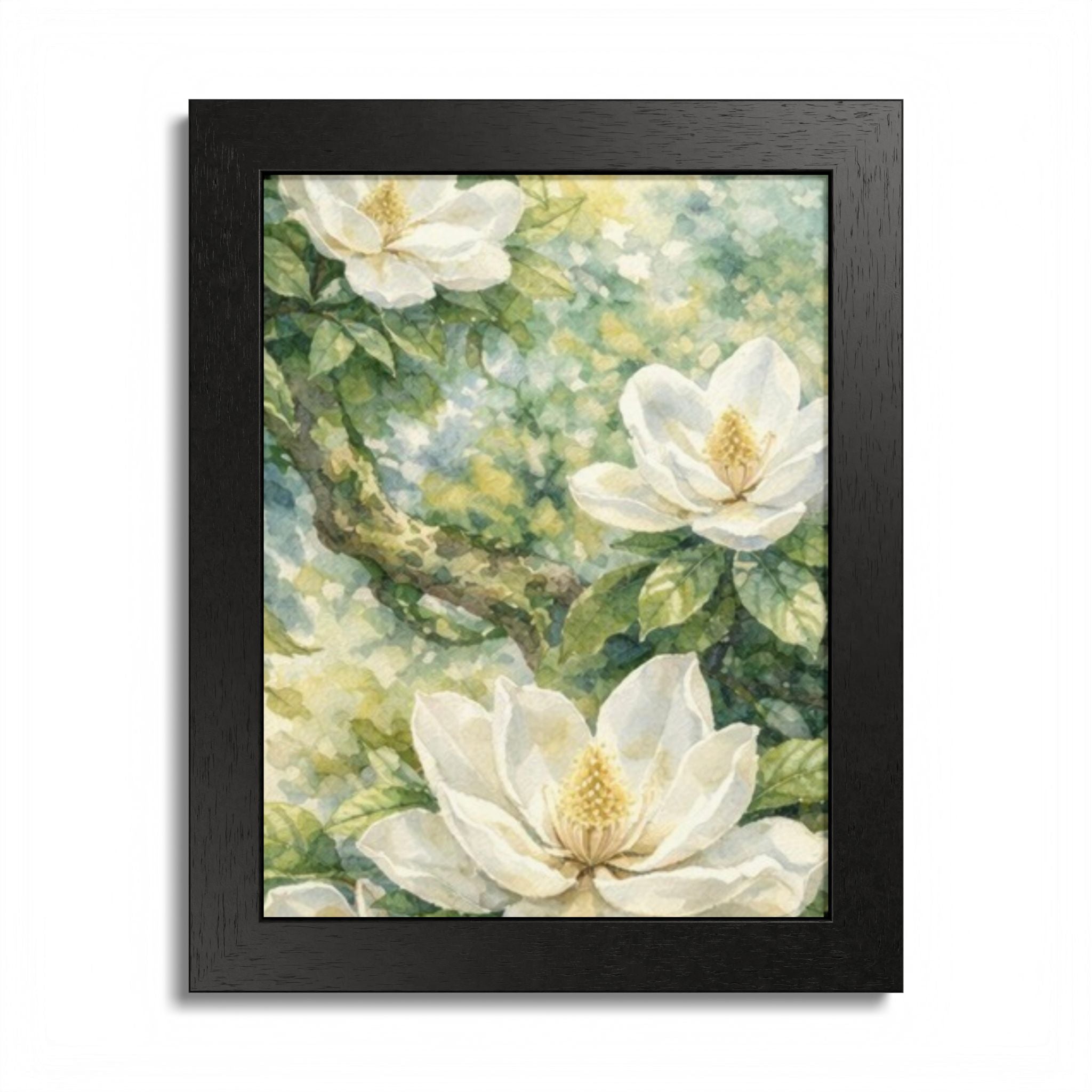 Magnolia Watercolor Framed Poster — Southern Cottage Botanical Wall Art