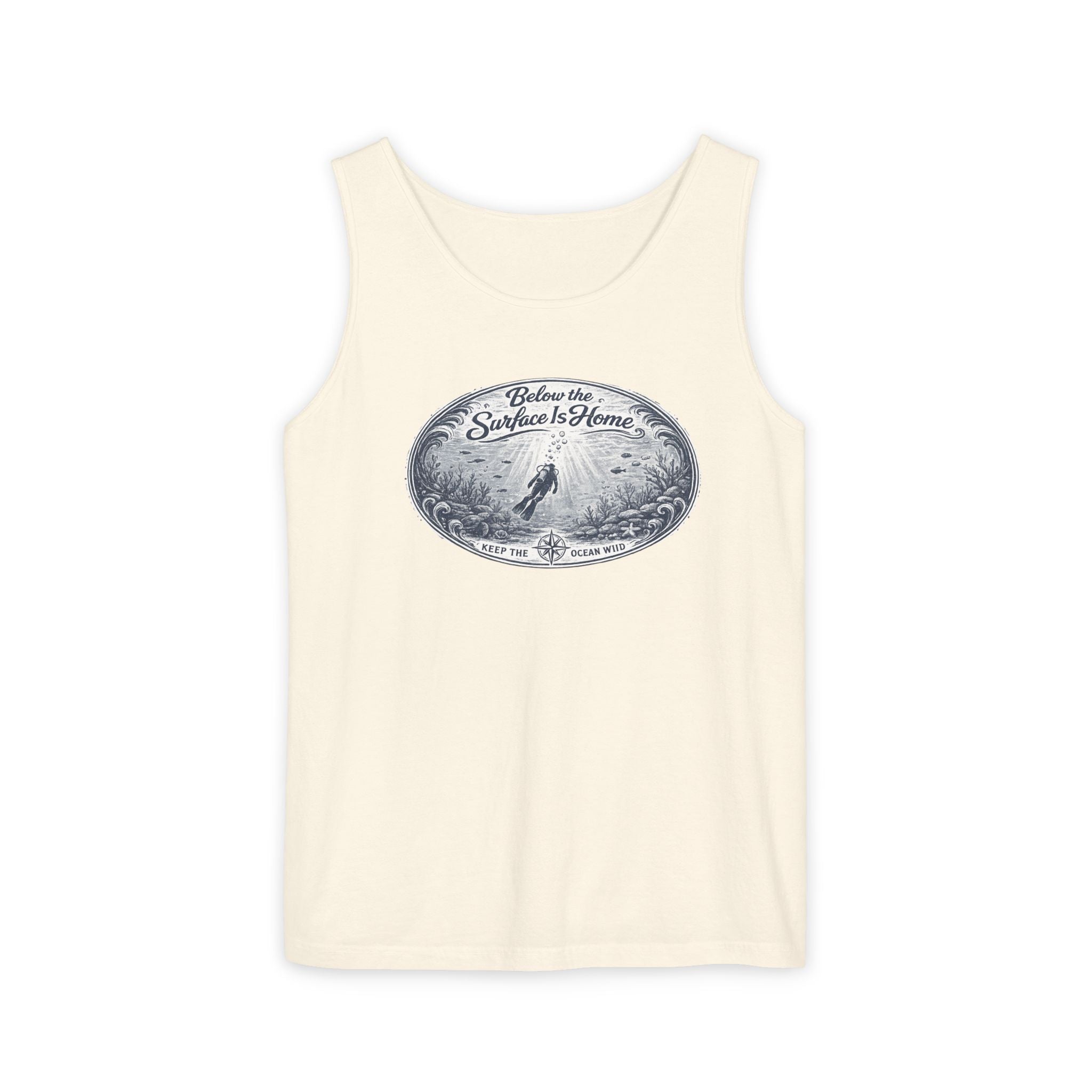 Surface Optional | Vintage Scuba Diver Graphic Shirt | Keep the Ocean Wild -  Unisex Garment-Dyed Tank Top