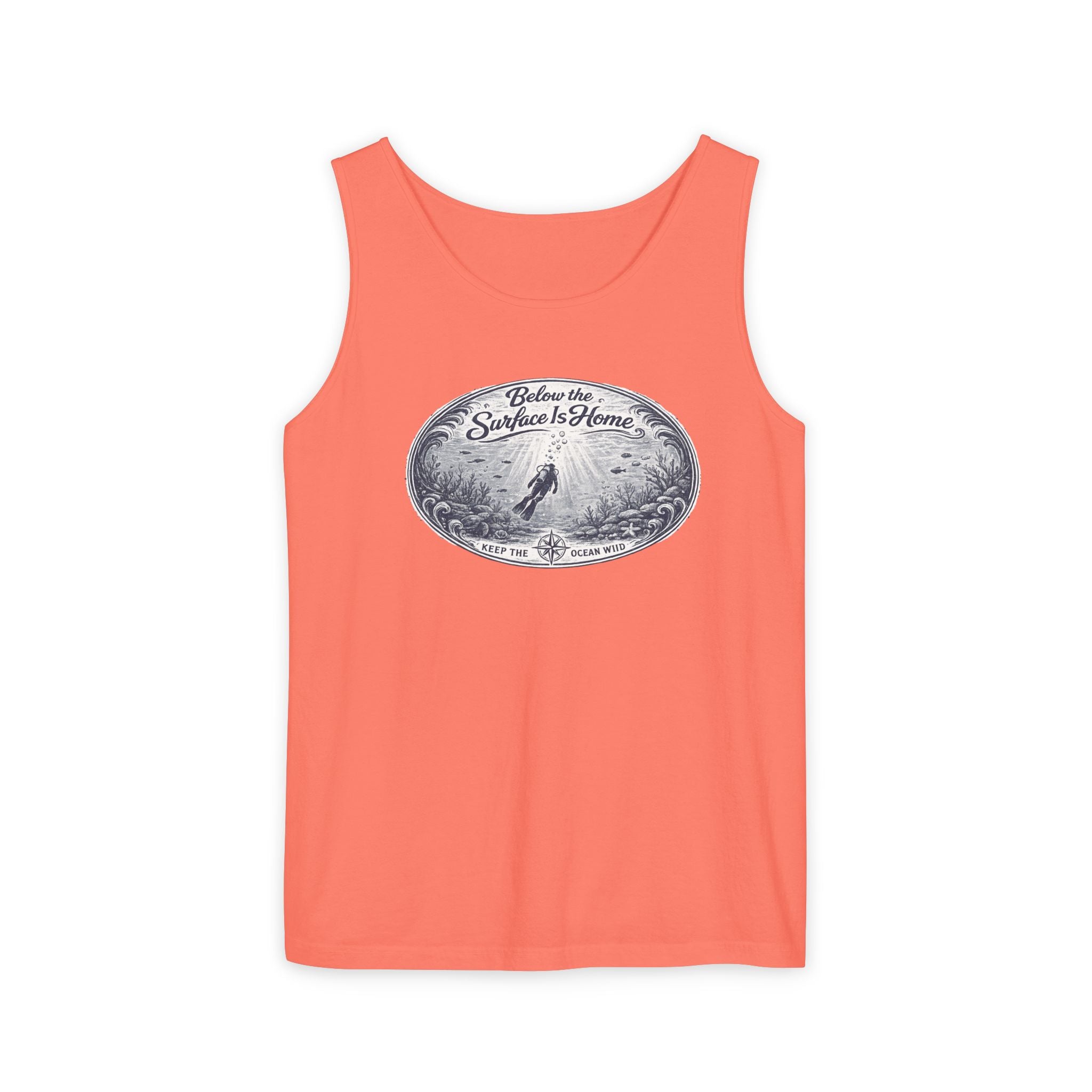 Surface Optional | Vintage Scuba Diver Graphic Shirt | Keep the Ocean Wild -  Unisex Garment-Dyed Tank Top
