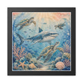 BLACK FRAME - Sea turtles and a graceful shark swim through a peaceful underwater world.