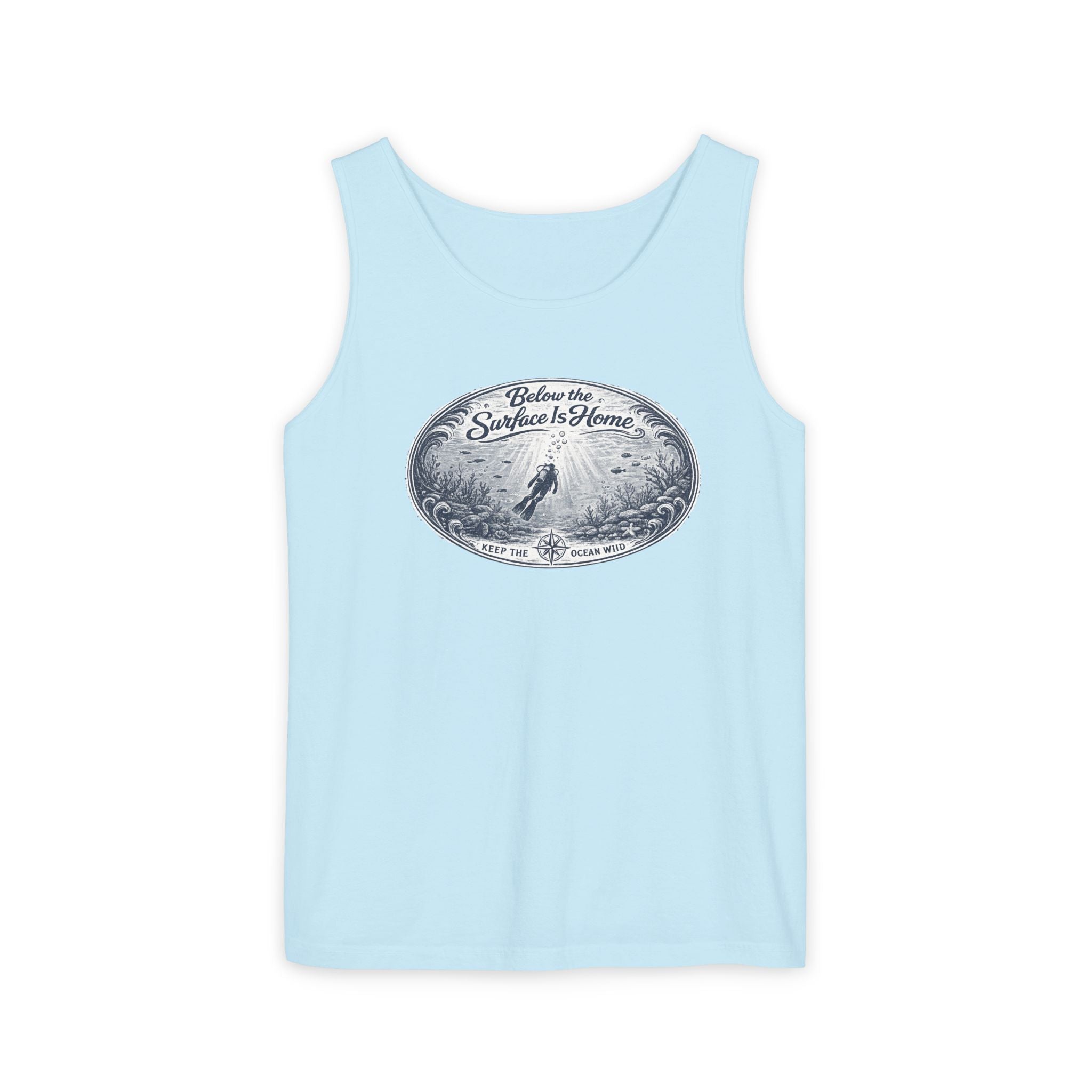 Surface Optional | Vintage Scuba Diver Graphic Shirt | Keep the Ocean Wild -  Unisex Garment-Dyed Tank Top