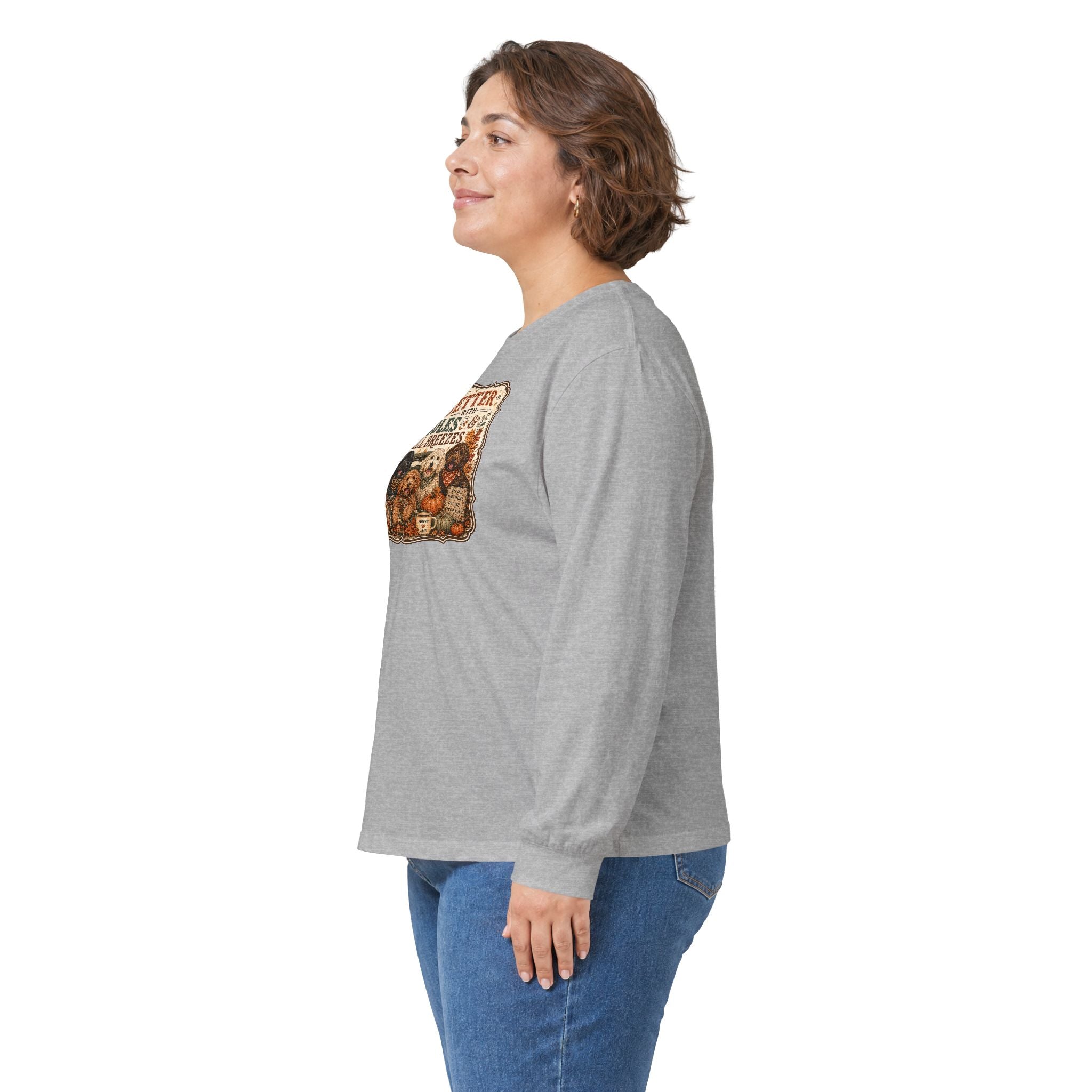 Life Is Better With Doodles & Fall Breezes | Doodle Dog Fall Shirt | Dog Mom Autumn Sweatshirt | Fall Dog Lover Gift - Unisex Ultra Cotton Long Sleeve Tee
