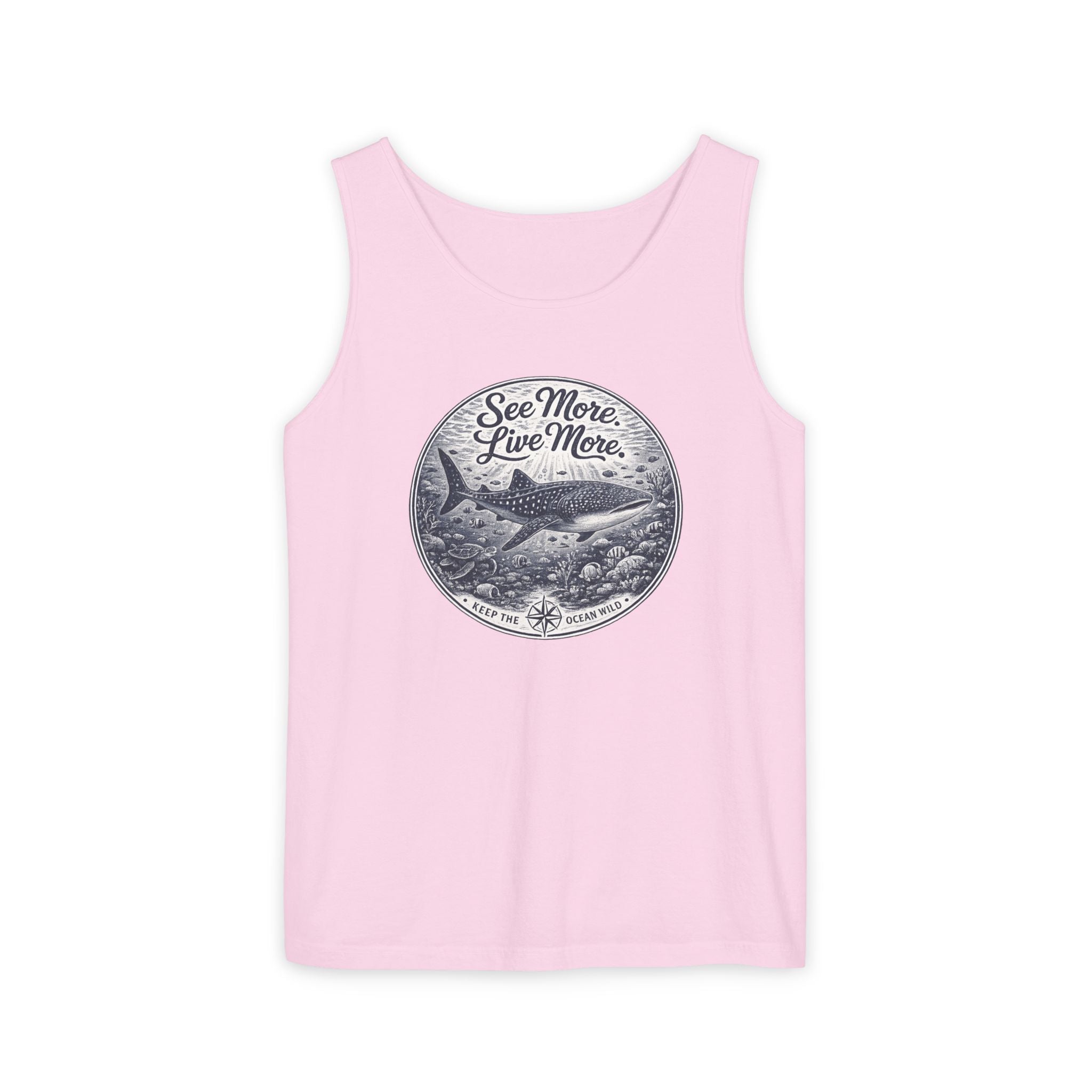 See More. Live More. | Vintage Scuba Diver Graphic Shirt | Keep the Ocean Wild -  Unisex Garment-Dyed Tank Top