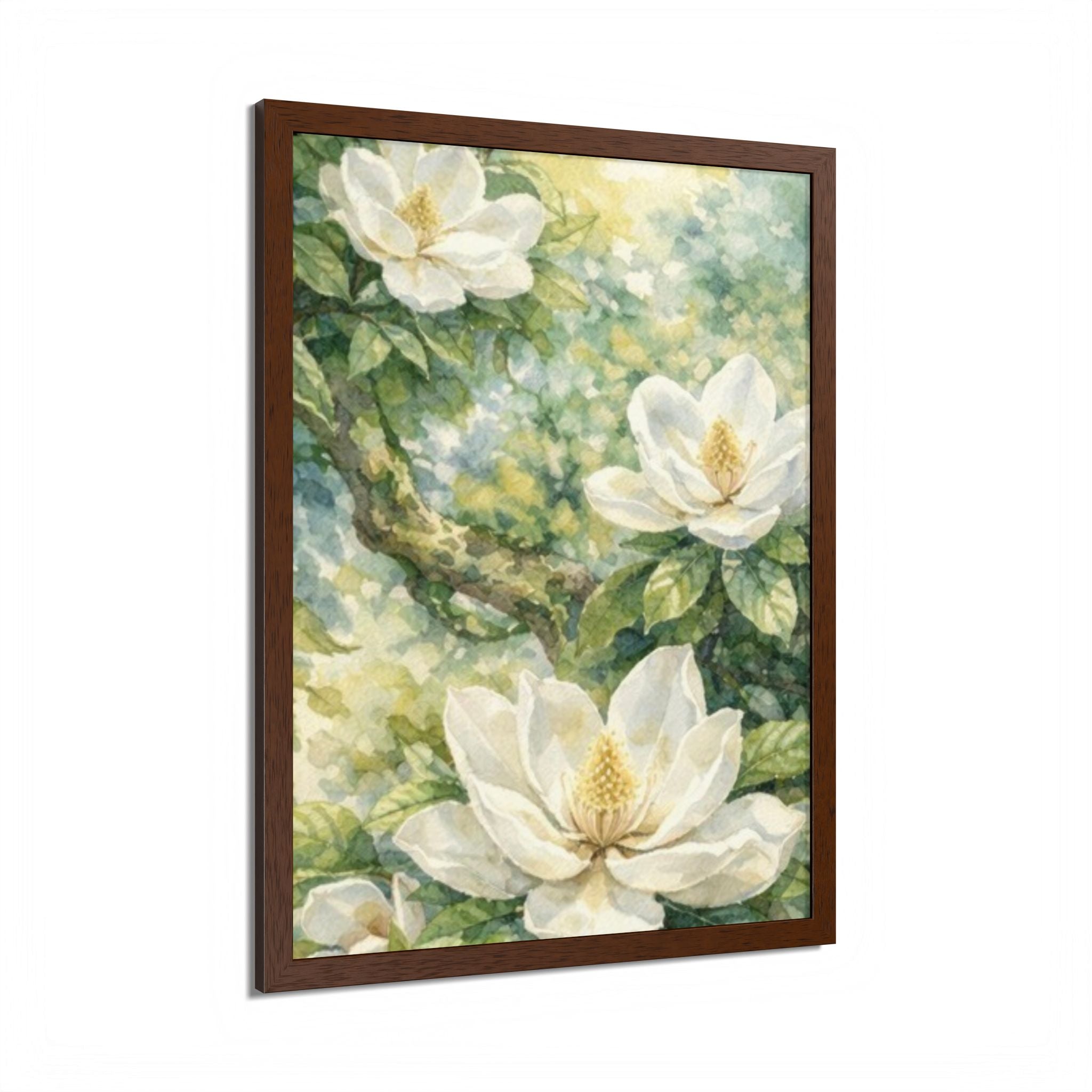 Magnolia Watercolor Framed Poster — Southern Cottage Botanical Wall Art