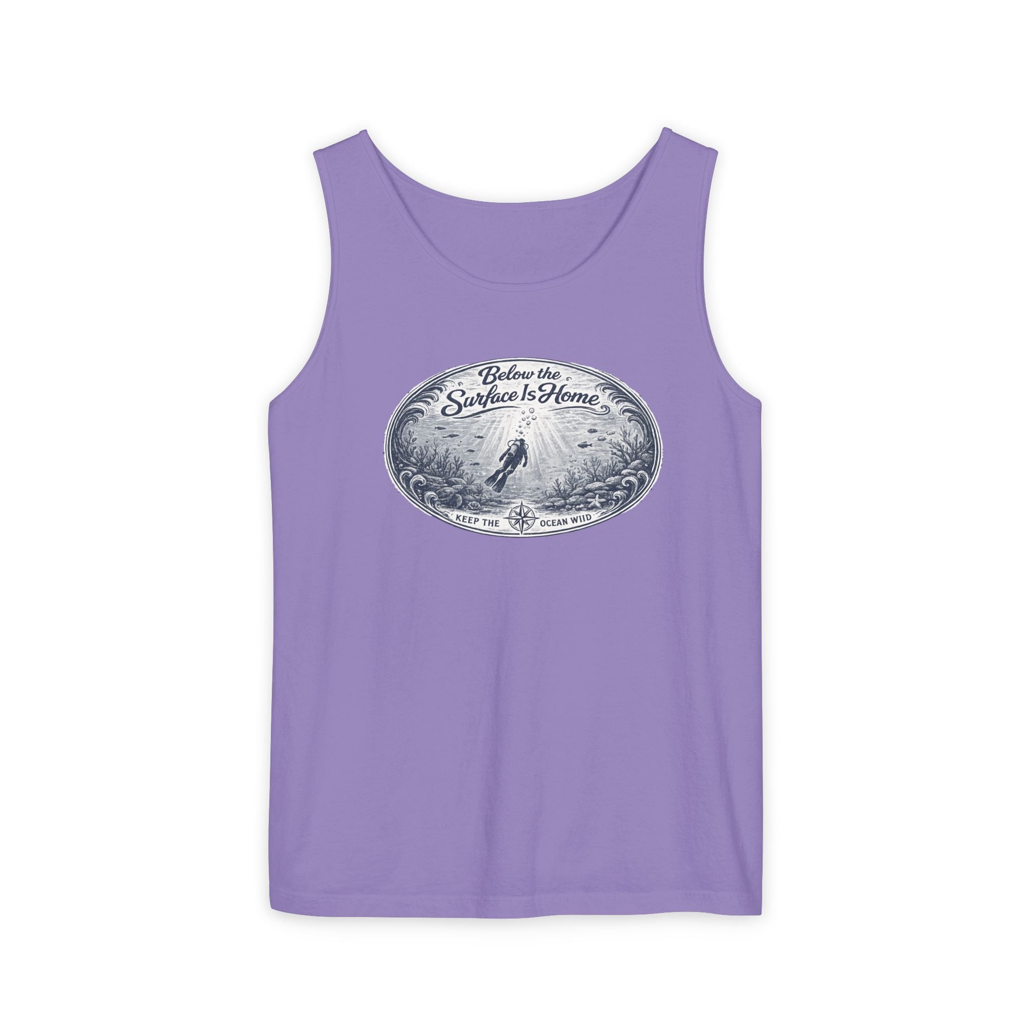 Surface Optional | Vintage Scuba Diver Graphic Shirt | Keep the Ocean Wild -  Unisex Garment-Dyed Tank Top