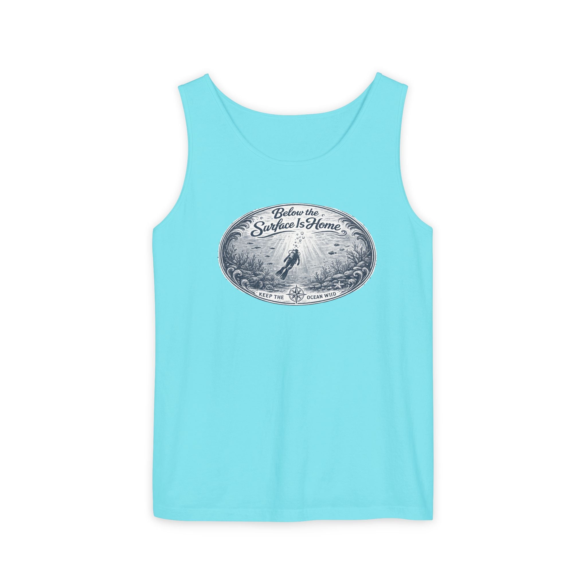 Surface Optional | Vintage Scuba Diver Graphic Shirt | Keep the Ocean Wild -  Unisex Garment-Dyed Tank Top
