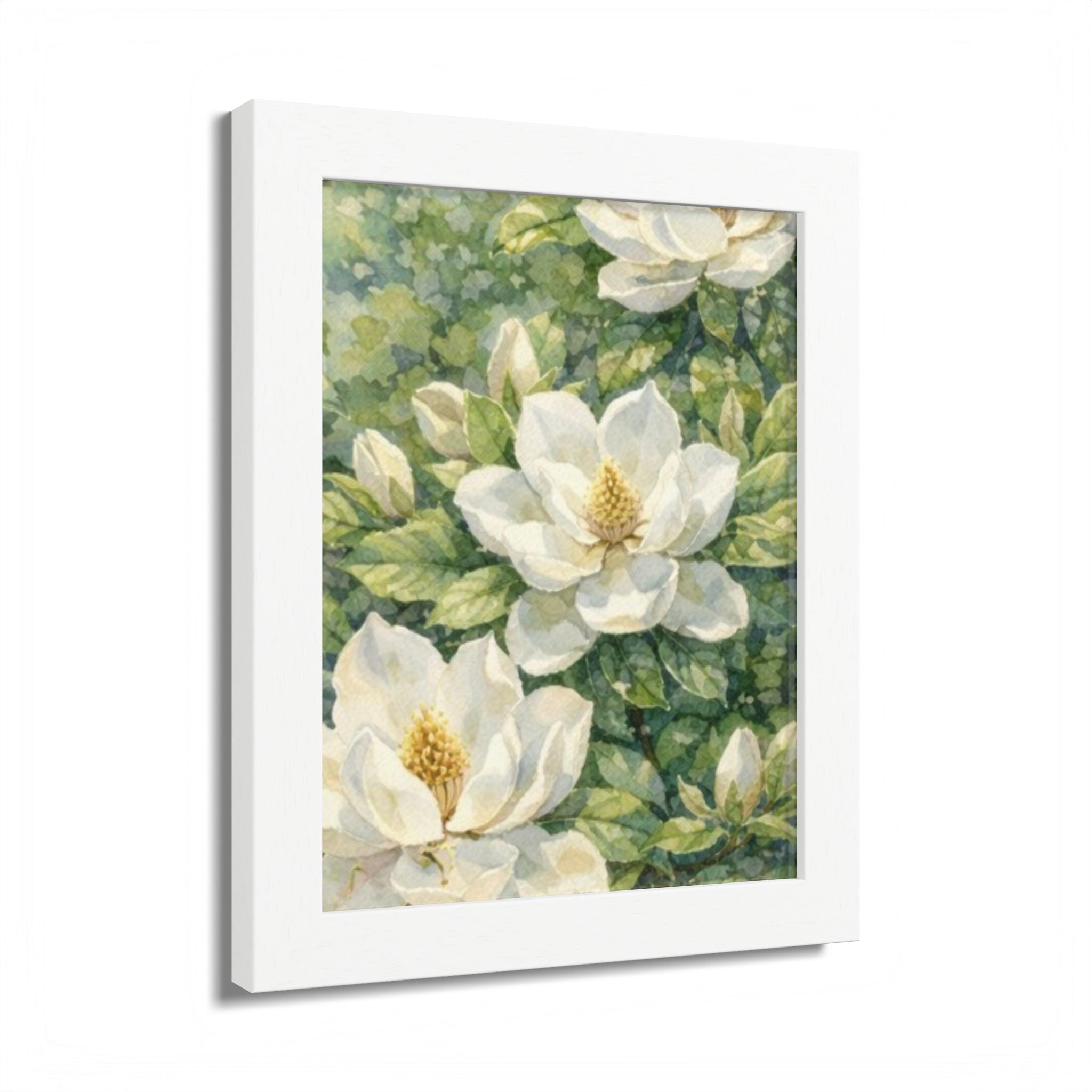 Magnolia Blossom Watercolor Framed Poster — Southern Botanical Wall Art