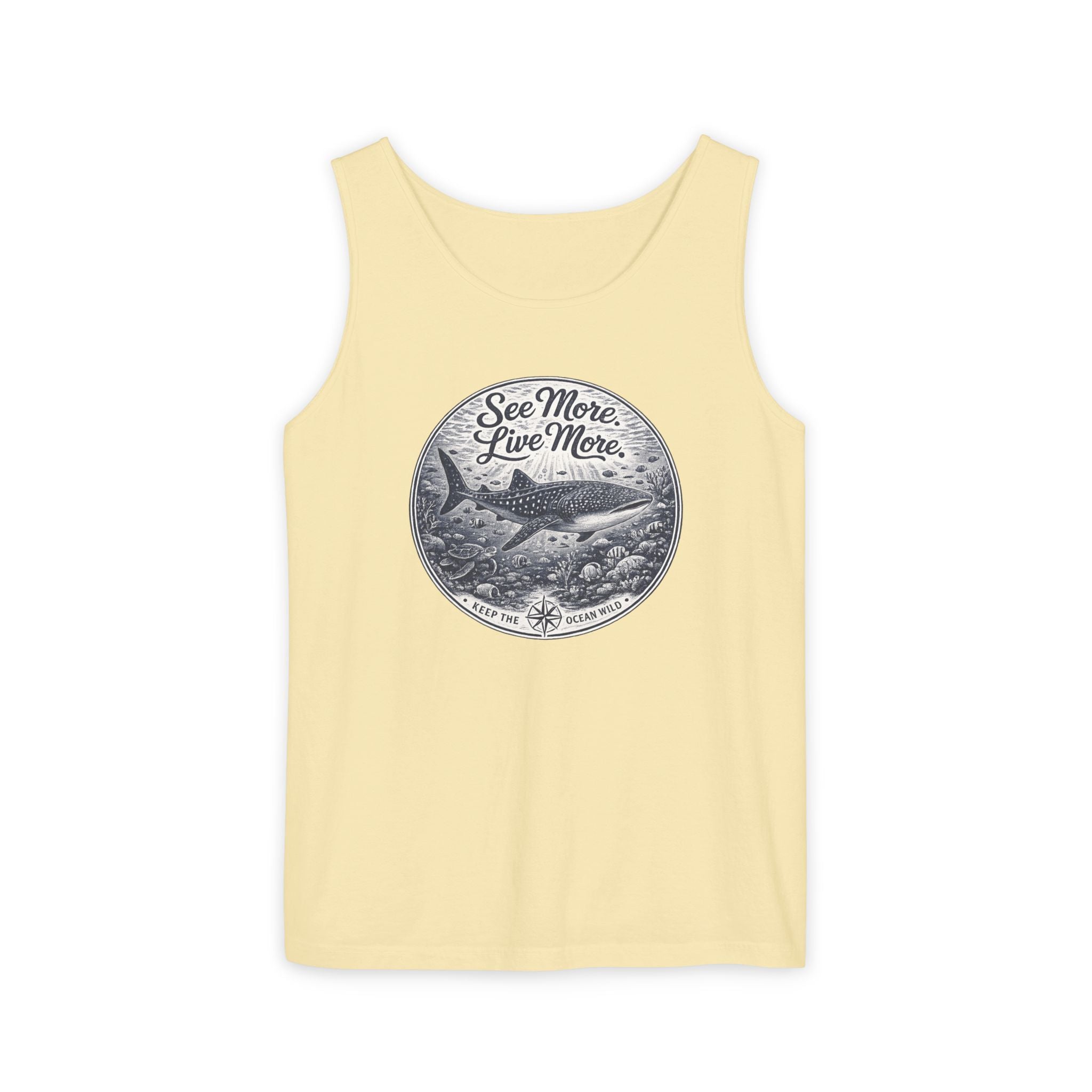 See More. Live More. | Vintage Scuba Diver Graphic Shirt | Keep the Ocean Wild -  Unisex Garment-Dyed Tank Top