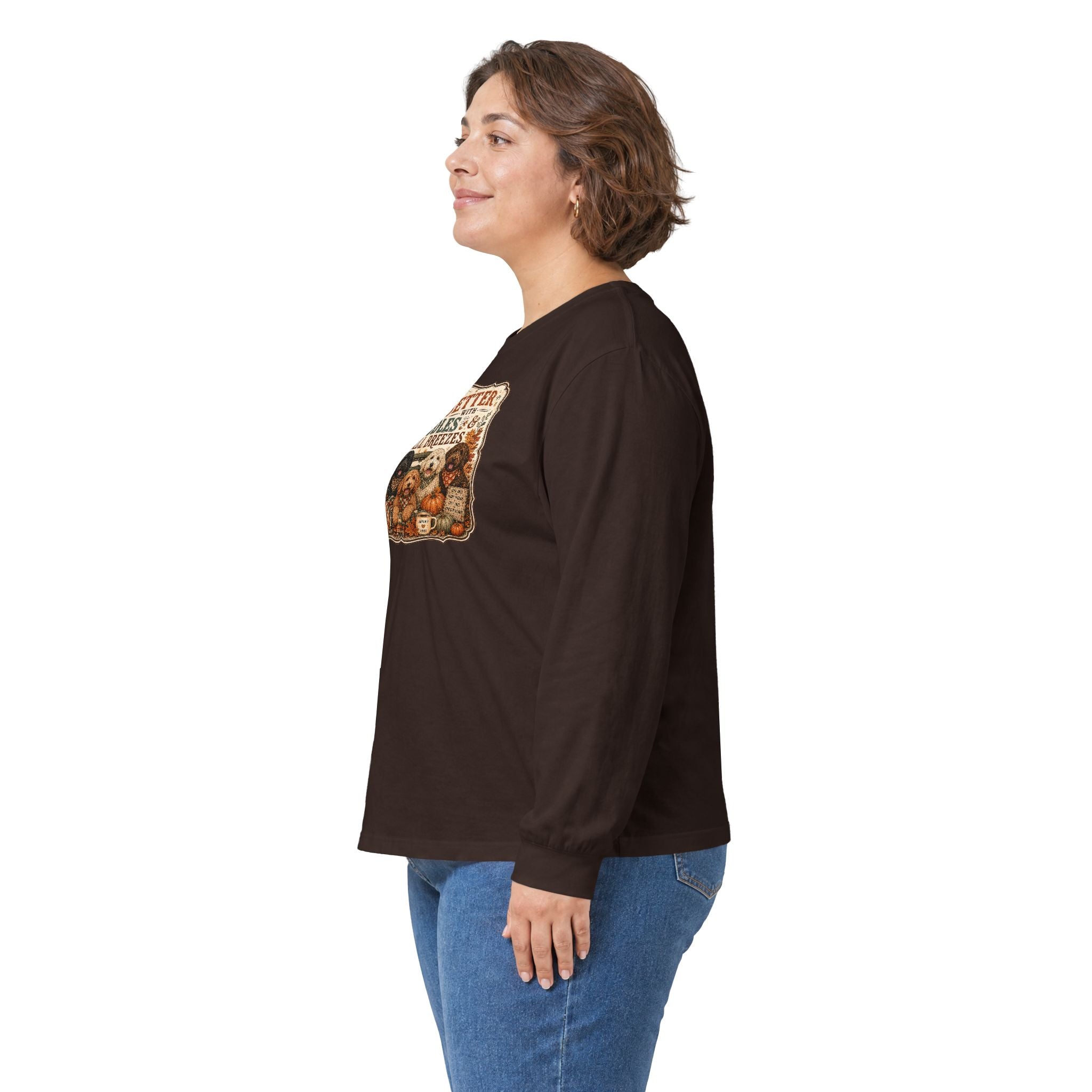 Life Is Better With Doodles & Fall Breezes | Doodle Dog Fall Shirt | Dog Mom Autumn Sweatshirt | Fall Dog Lover Gift - Unisex Ultra Cotton Long Sleeve Tee